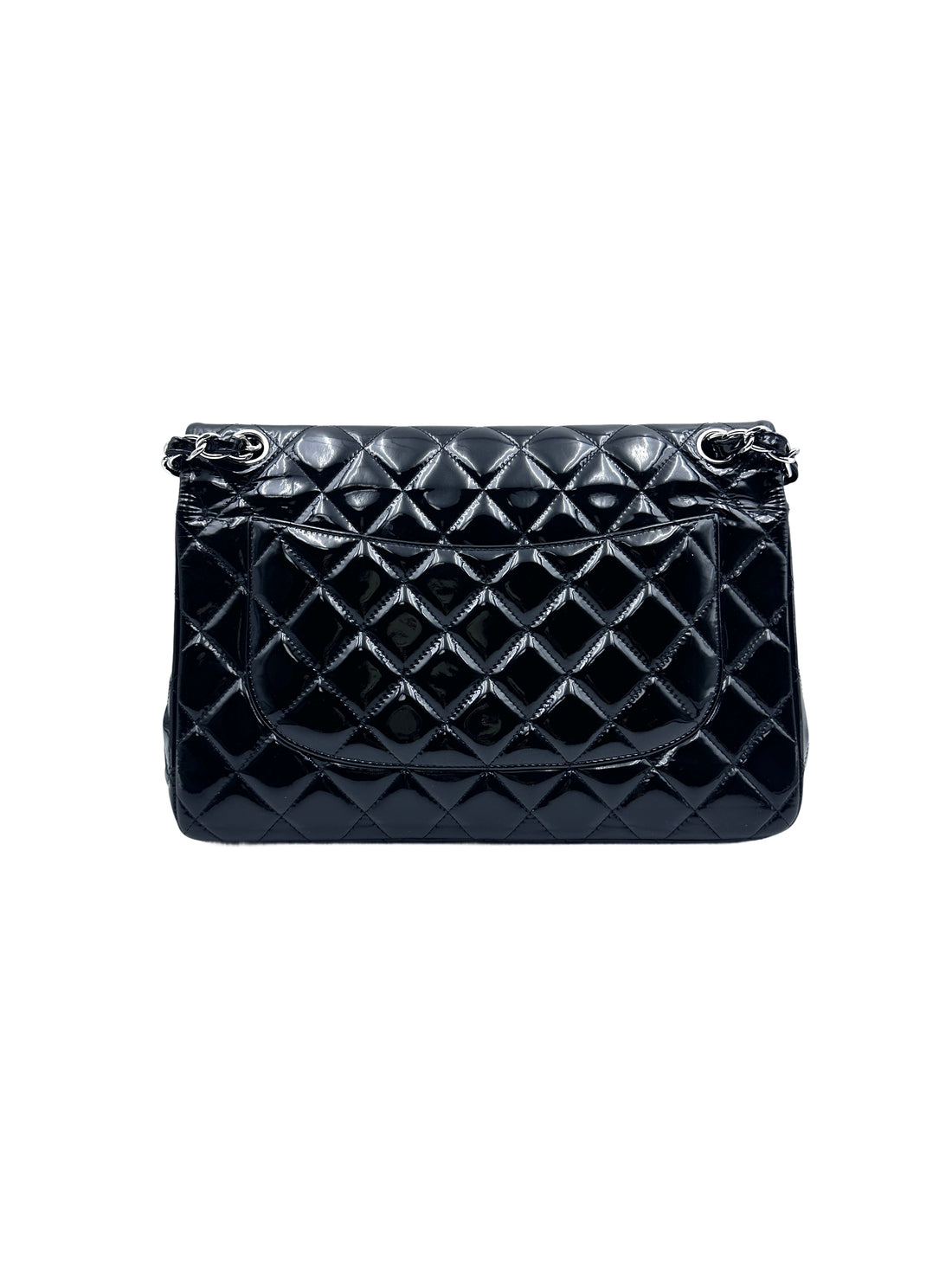 Chanel patent double flap jumbo black CC710