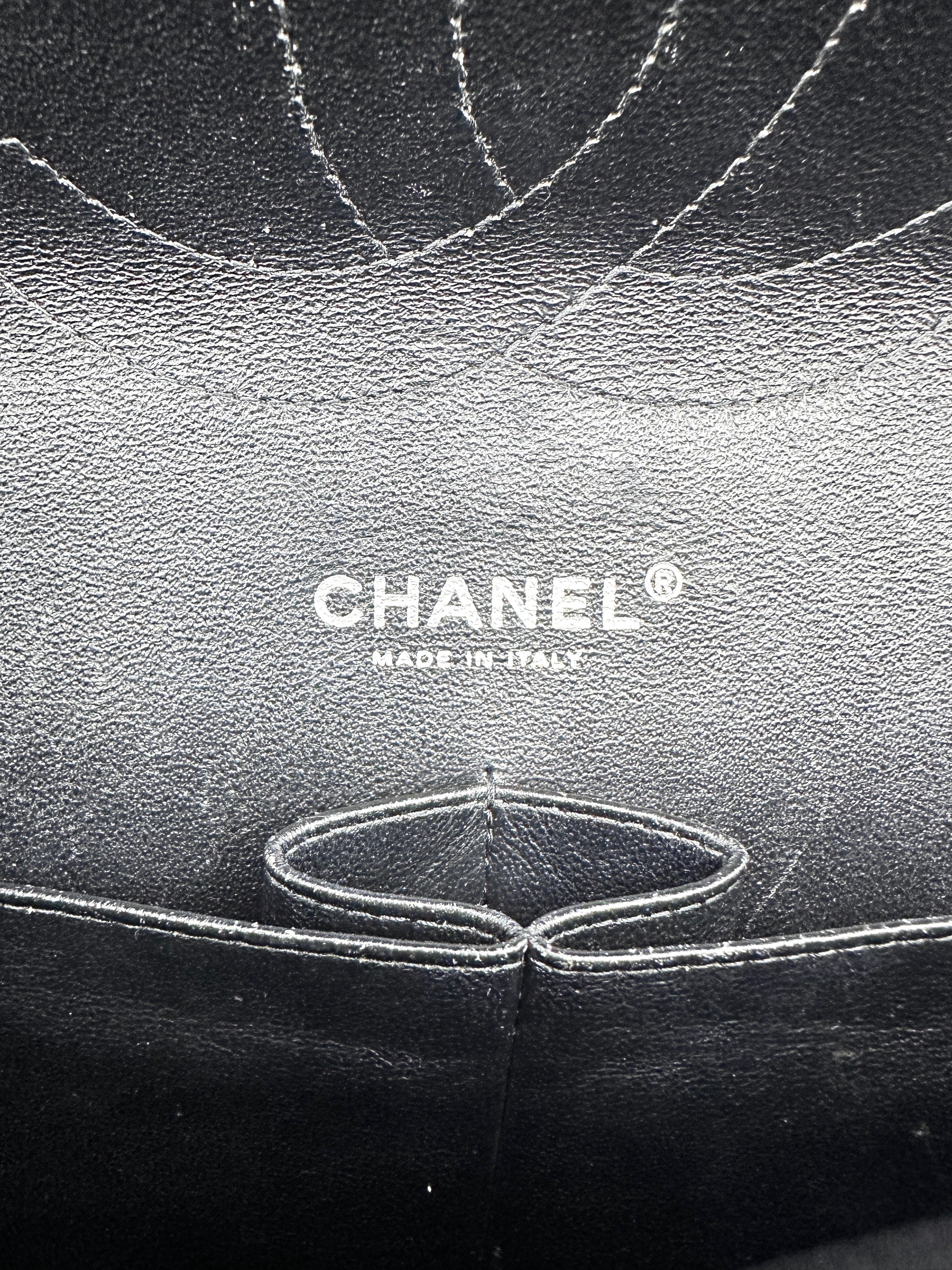 Chanel patent double flap jumbo black CC710