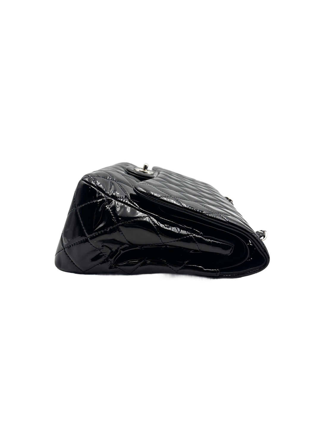 Chanel patent double flap jumbo black CC710