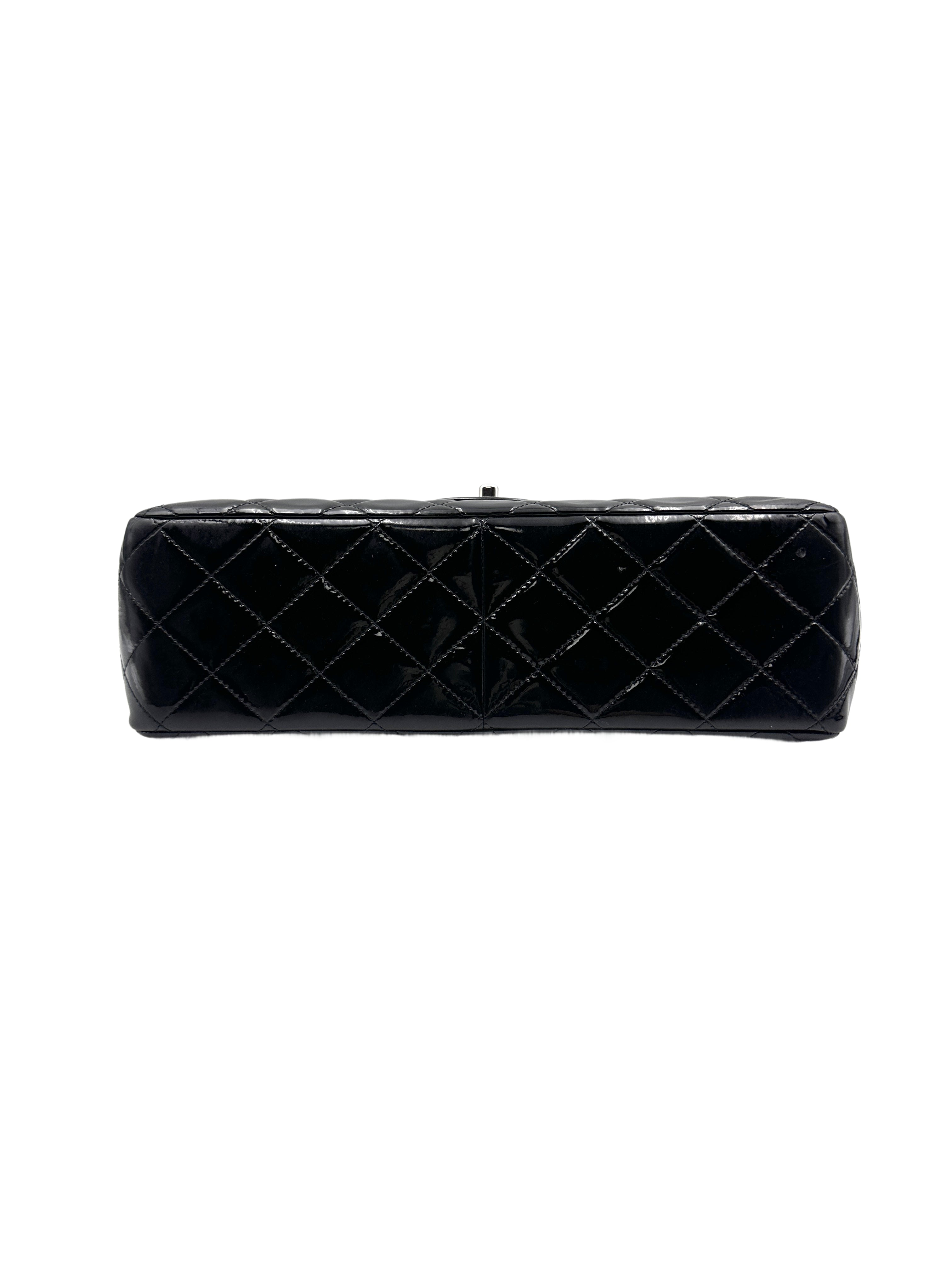 Chanel patent double flap jumbo black CC710