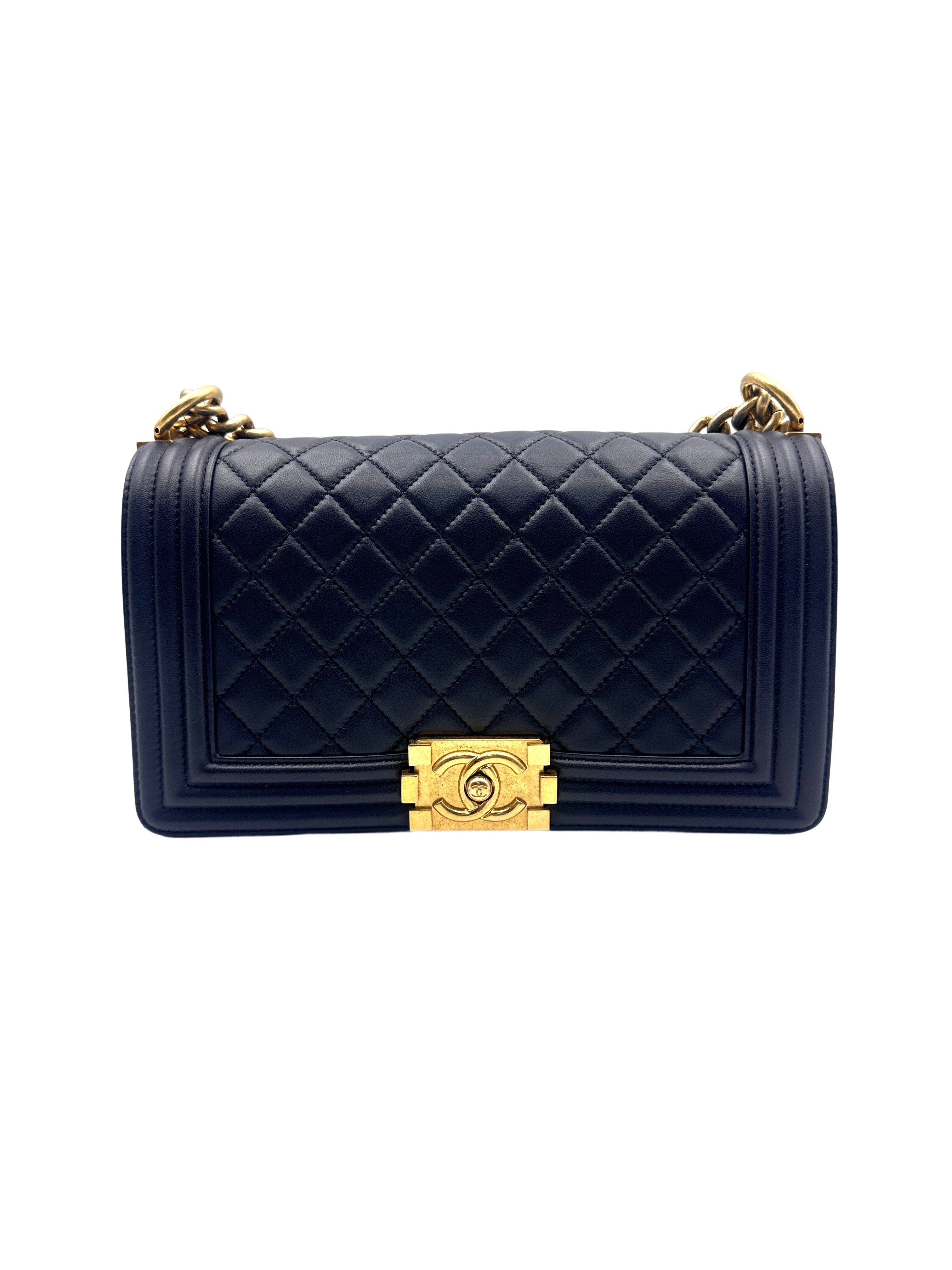 Chanel Quilted Boy Bag Medium Blue (21***82) cc757