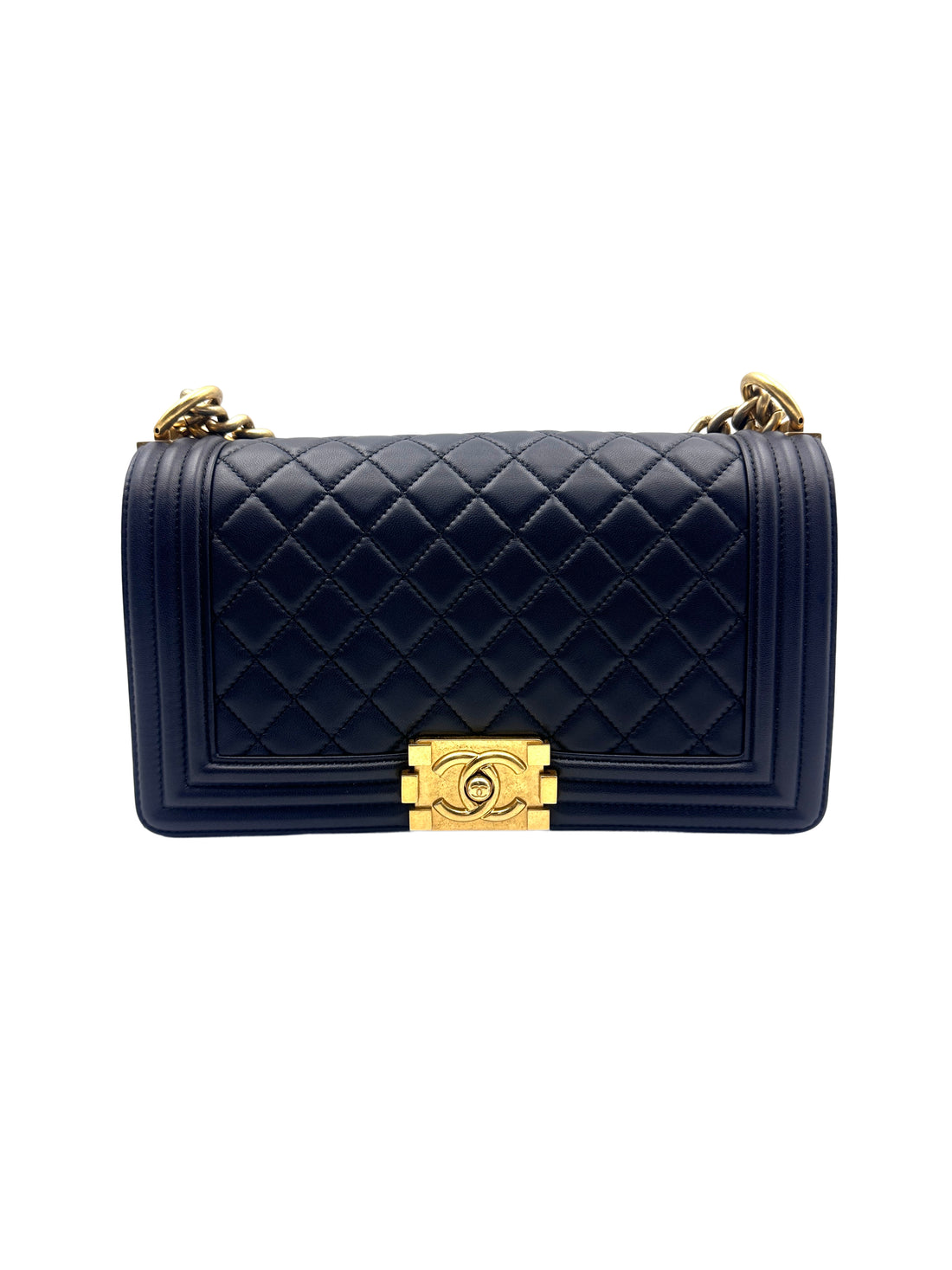Chanel Quilted Boy Bag Medium Blue (21***82) cc757