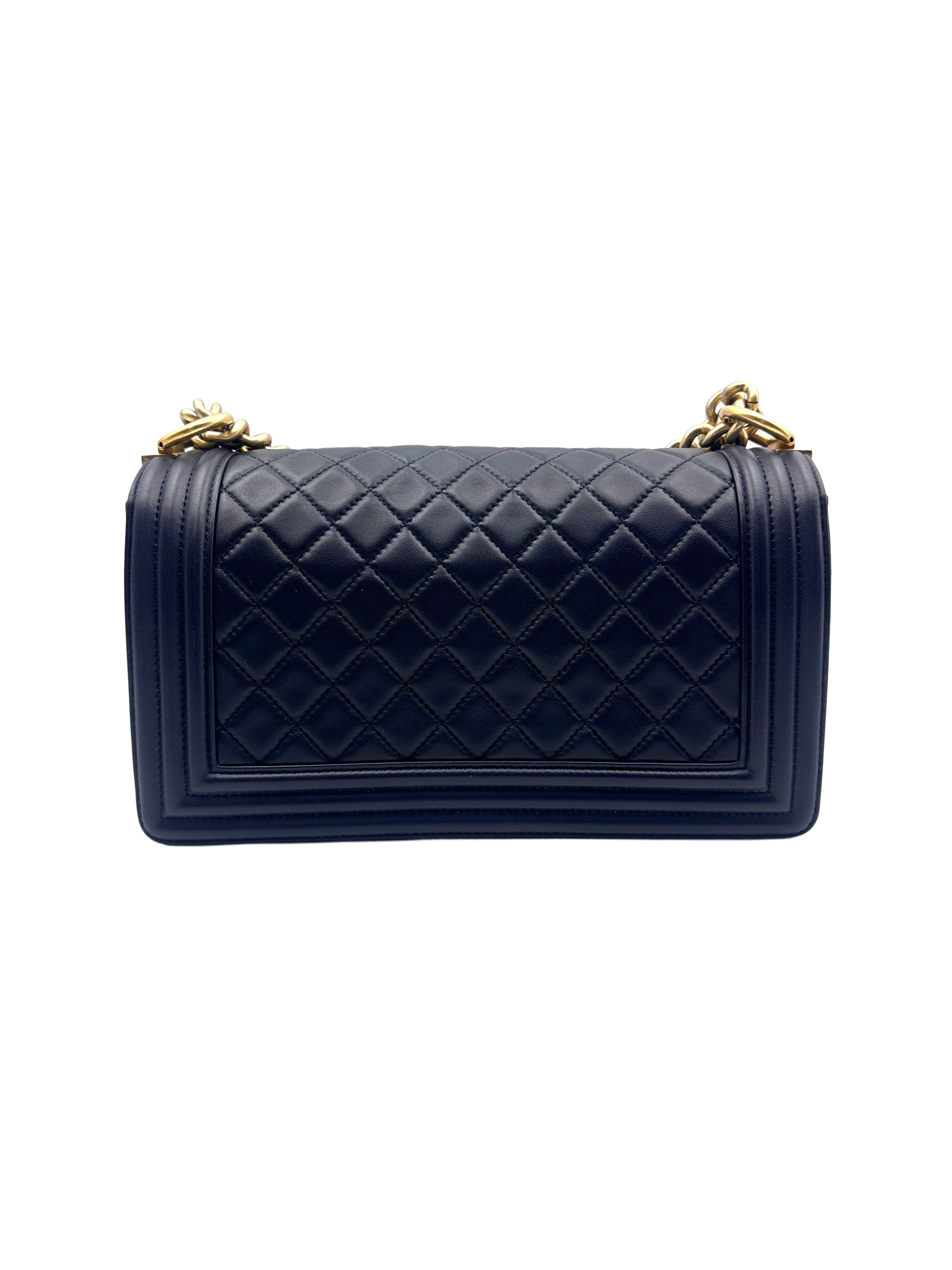 Chanel Quilted Boy Bag Medium Blue (21***82) cc757