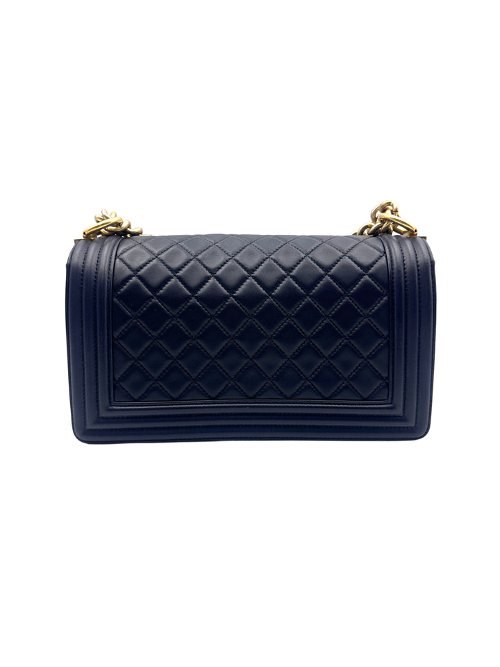 Chanel Quilted Boy Bag Medium Blue (21***82) cc757