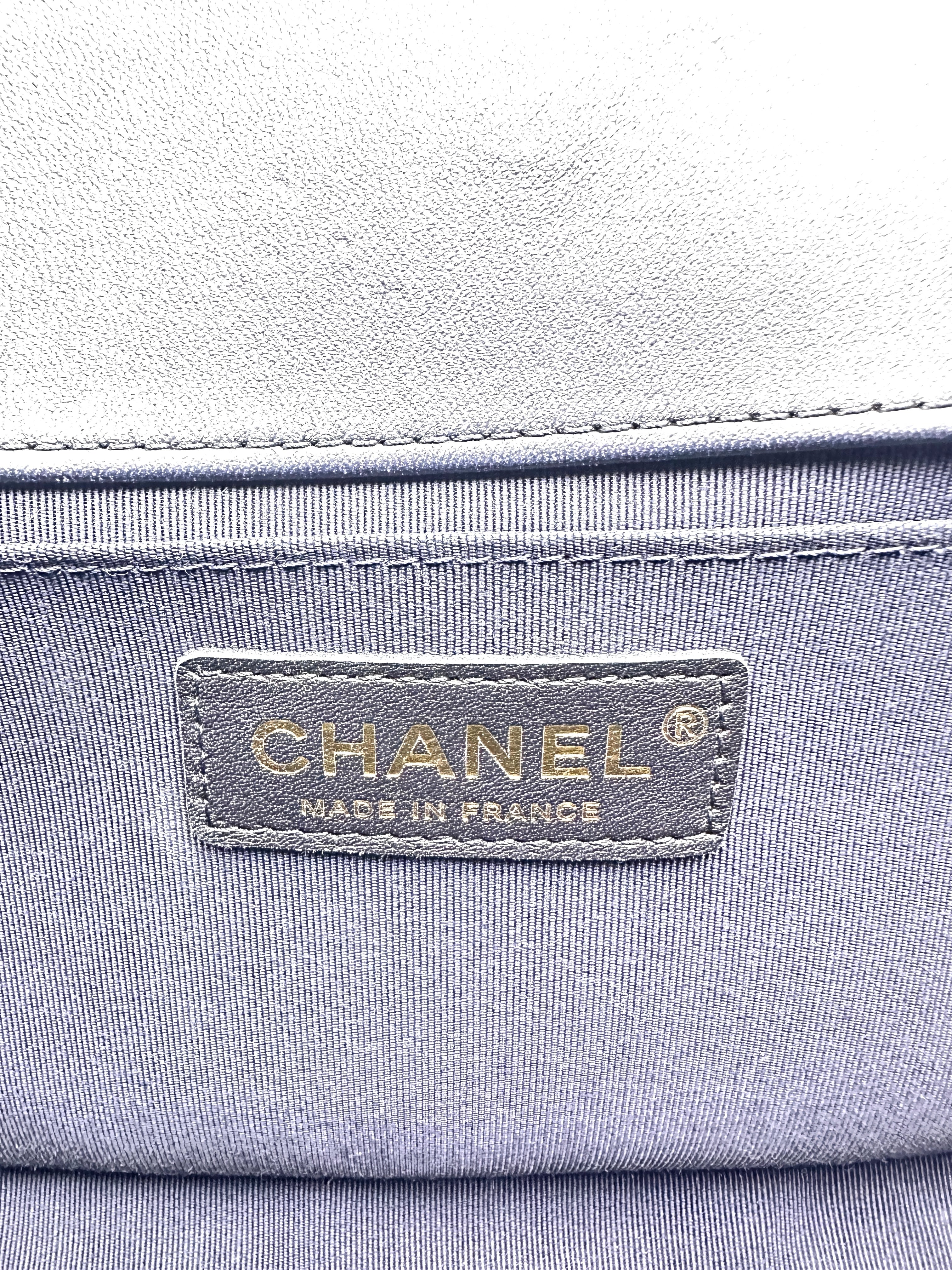 Chanel Quilted Boy Bag Medium Blue (21***82) cc757