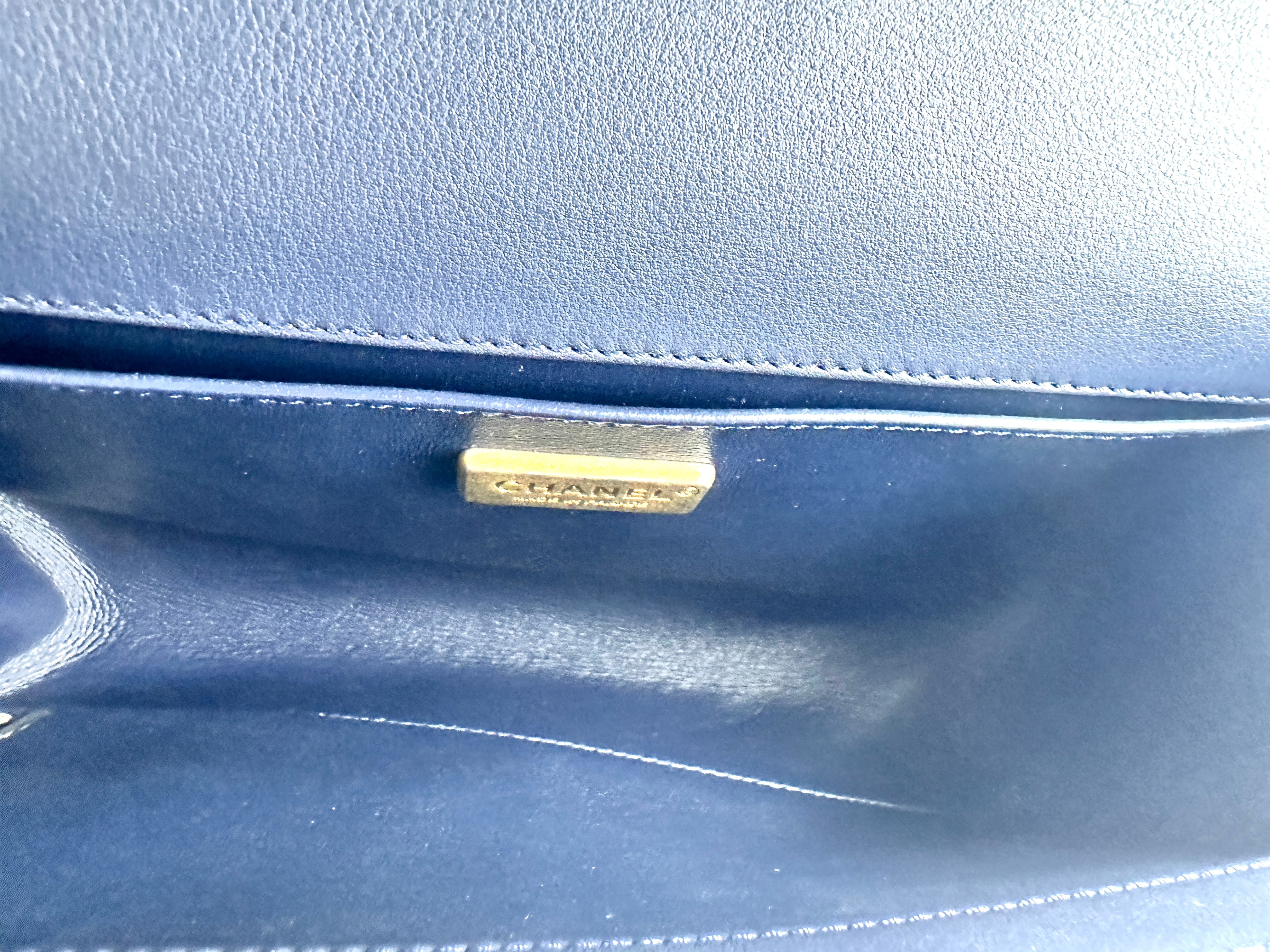 Chanel Rabbit Fur Medium Flap Boy Bag Navy (26***06) CC740