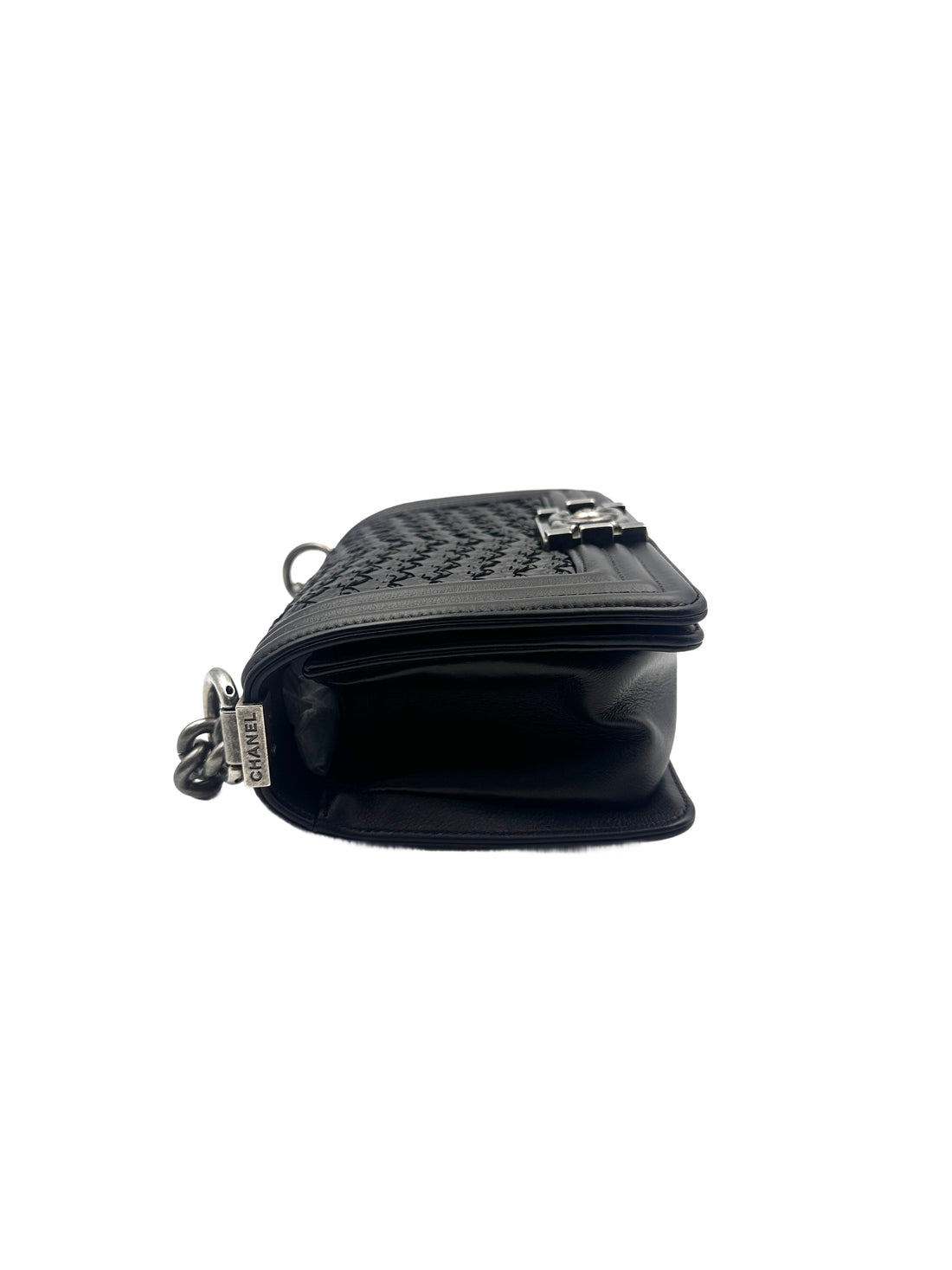 Chanel Leather Boy Flap Medium Plexiglass Crossbody Bag Black (20***99) cc742
