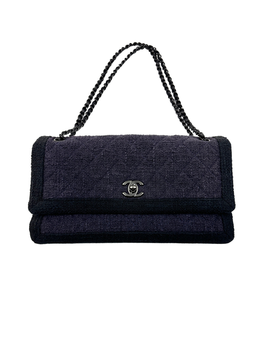 Chanel Tweed Small Shoulder Bag Blue (21***68) CC753