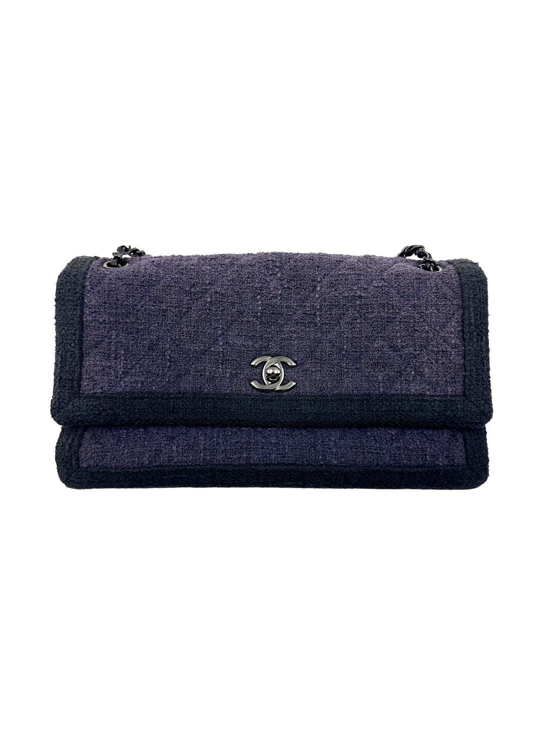 Chanel Tweed Small Shoulder Bag Blue (21***68) CC753
