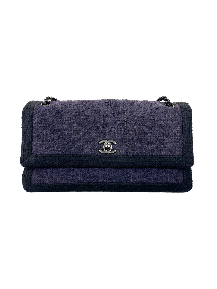 Chanel Tweed Small Shoulder Bag Blue (21***68) CC753