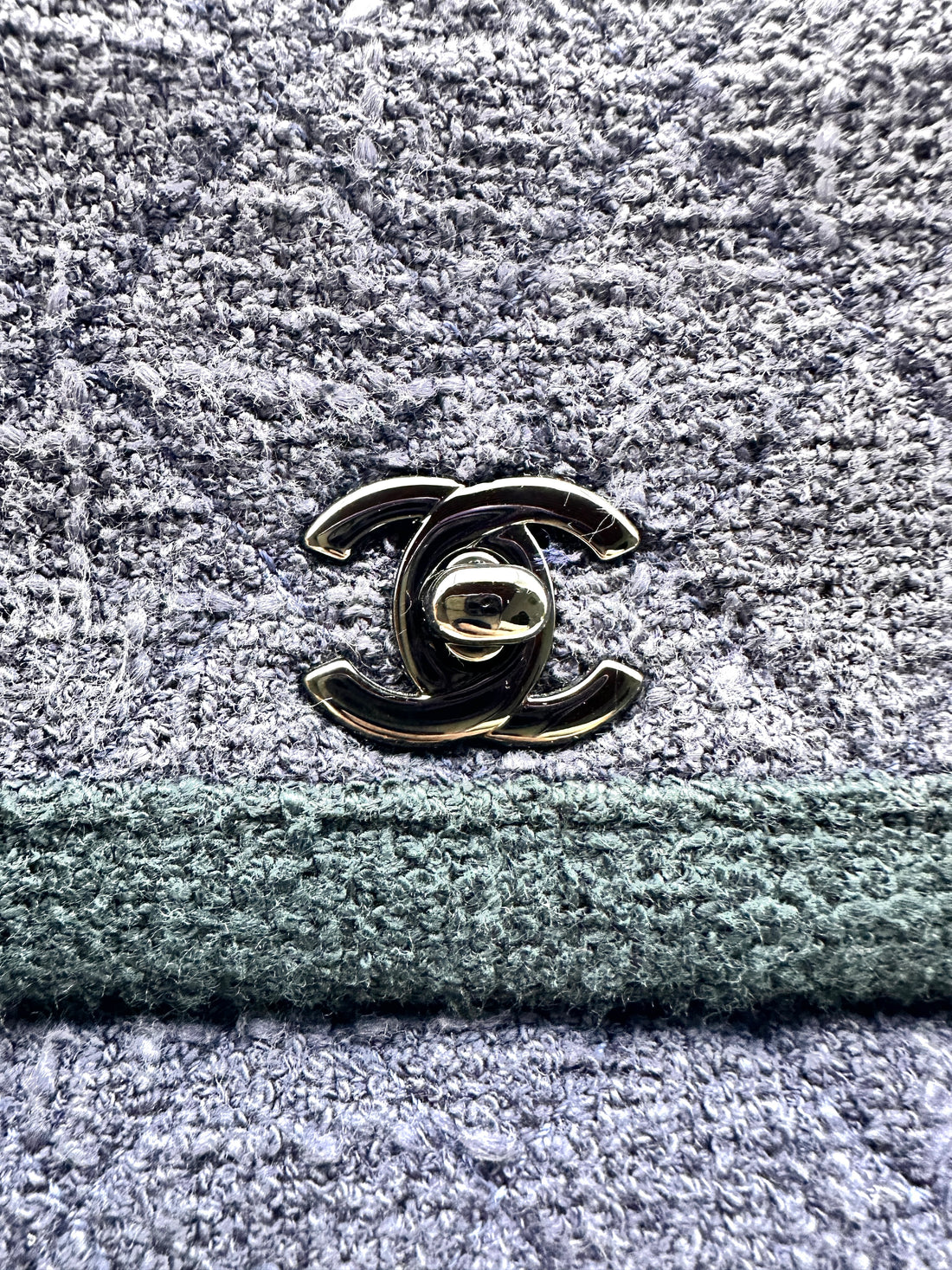 Chanel Tweed Small Shoulder Bag Blue (21***68) CC753