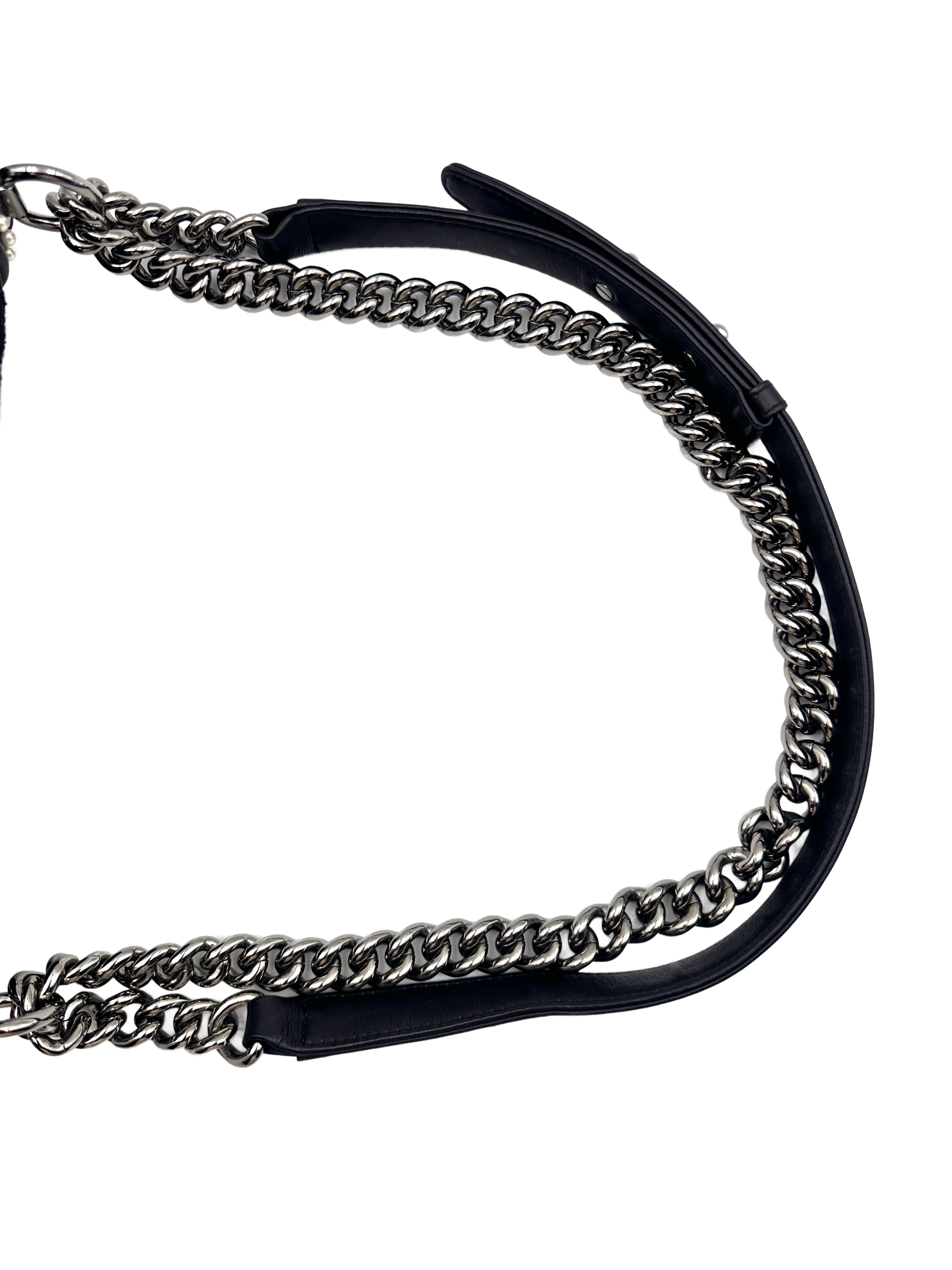 Chanel Tweed with Pearls Medium Boy Black SHW CC749