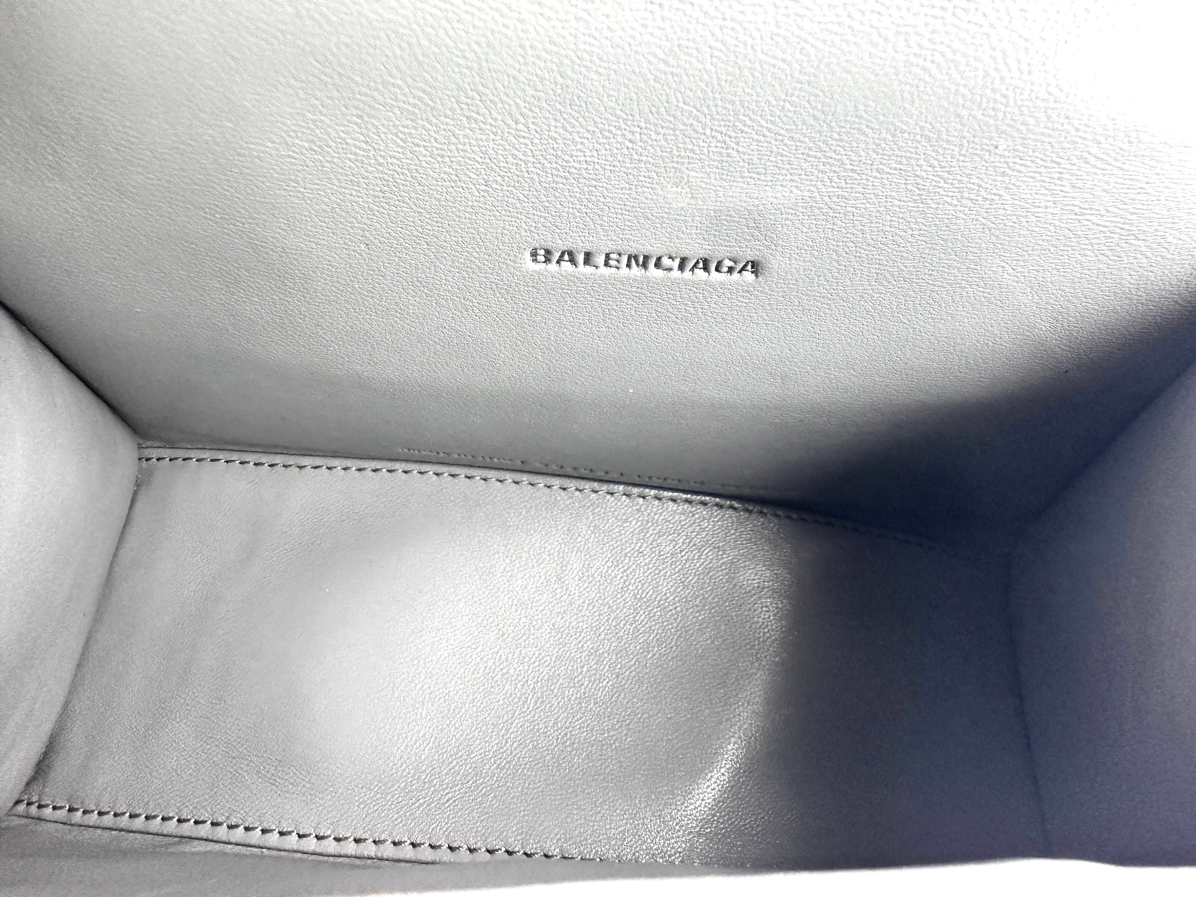 Balenciaga Crocodile Embossed S Hourglass Top Handle Bag Grey BB47