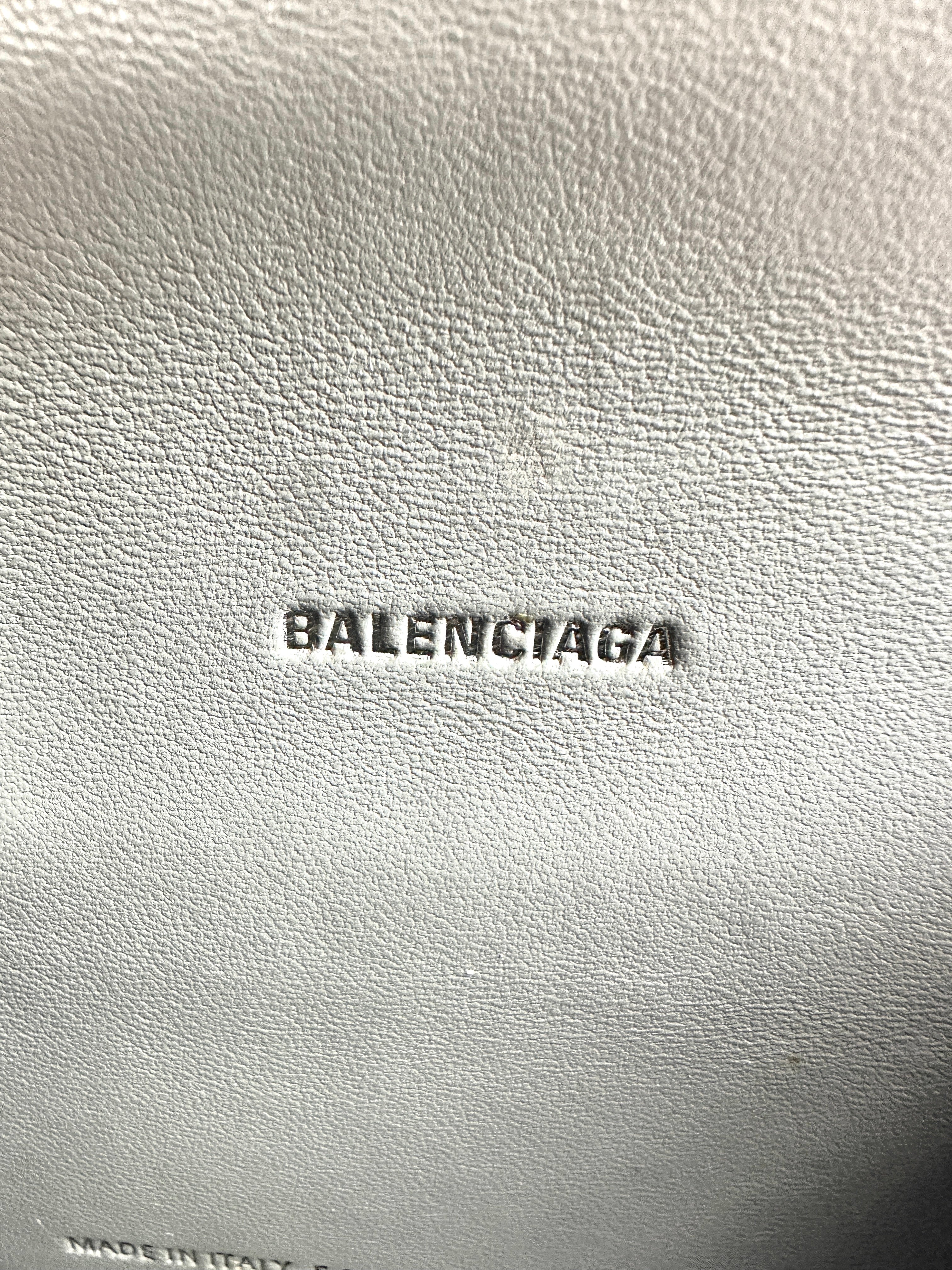 Balenciaga Crocodile Embossed S Hourglass Top Handle Bag Grey BB47
