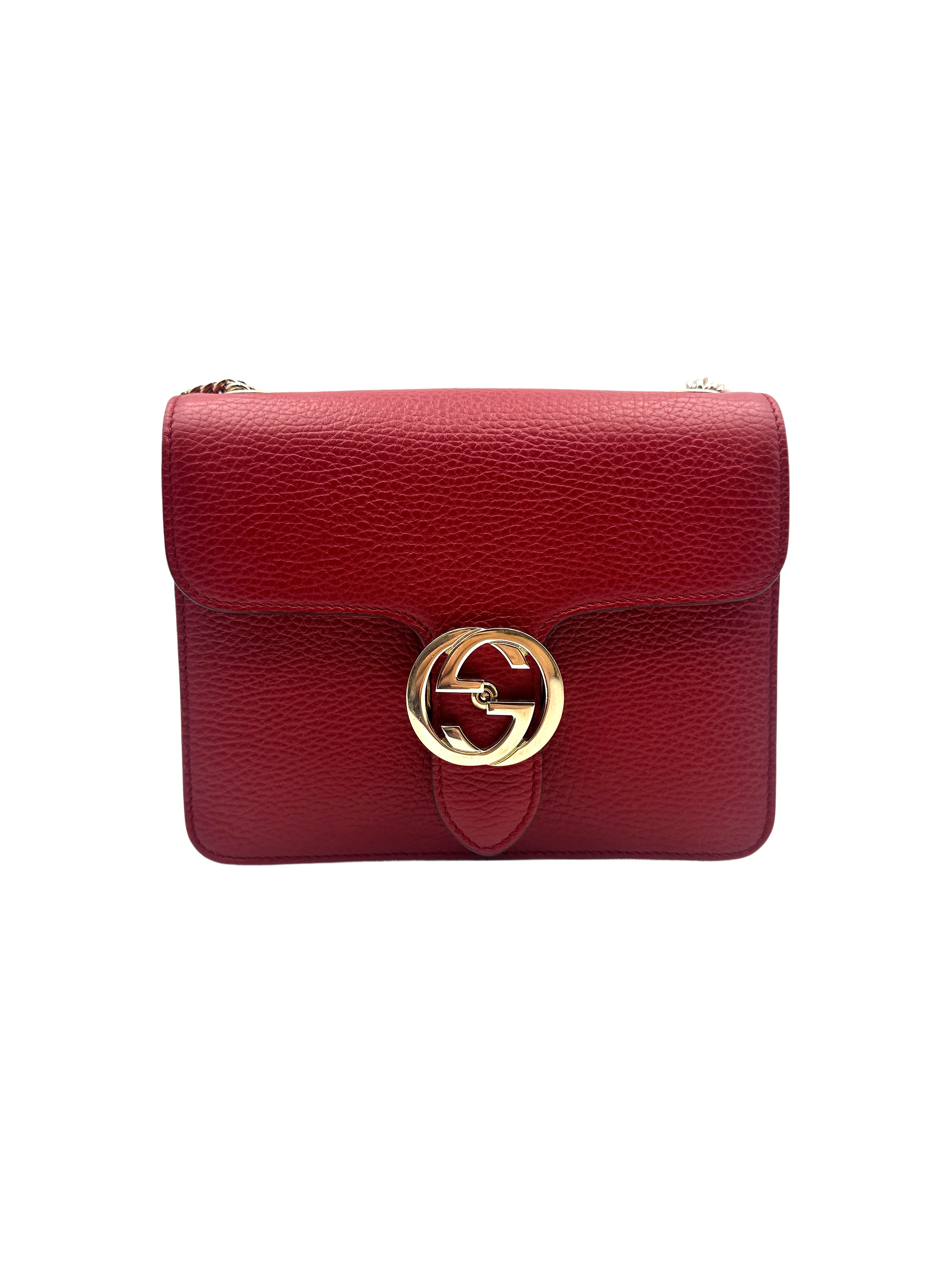 Gucci Leather Dollar Interlocking Grossbody bag Red GG506