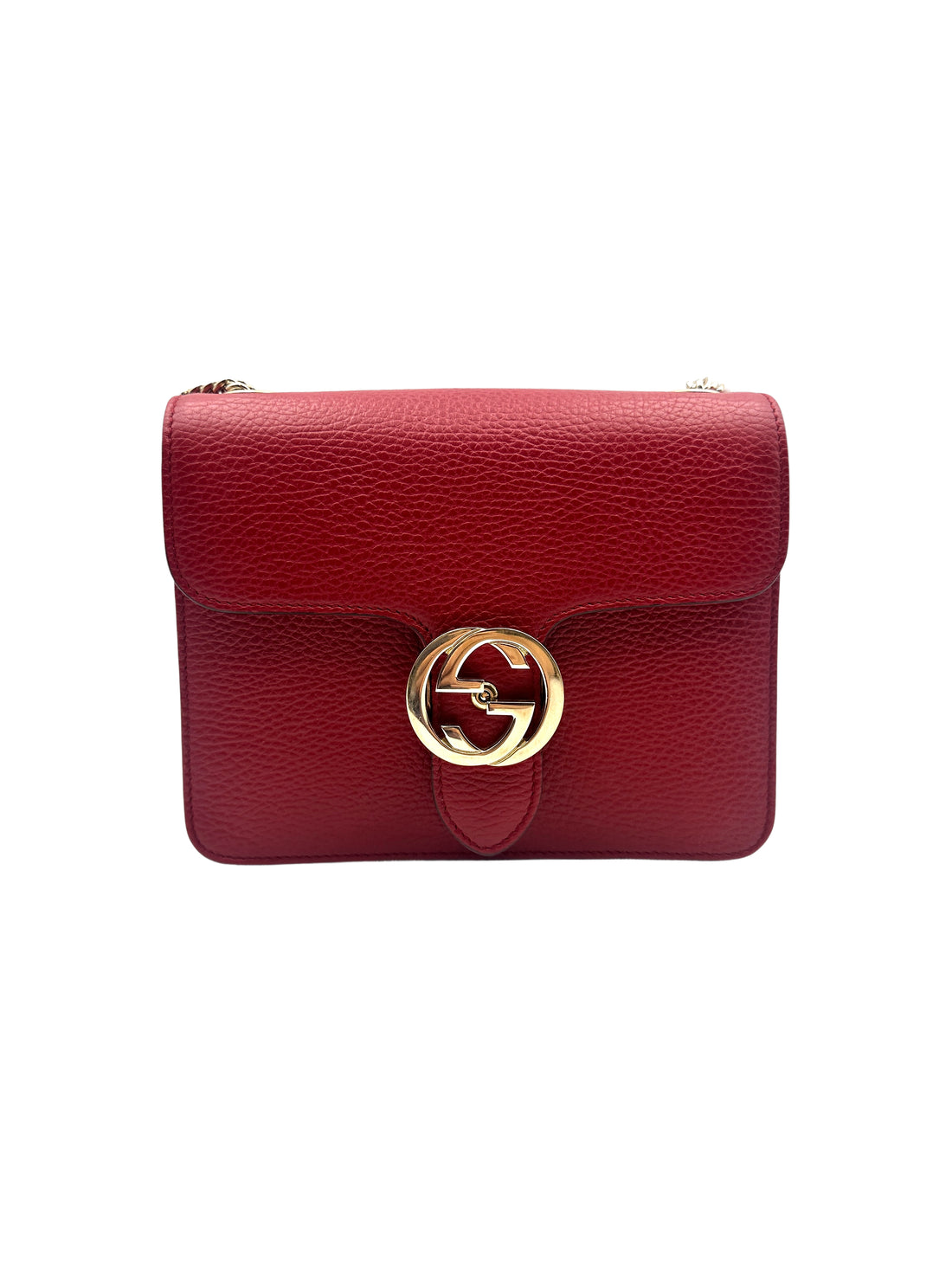Gucci Leather Dollar Interlocking Grossbody bag Red GG506