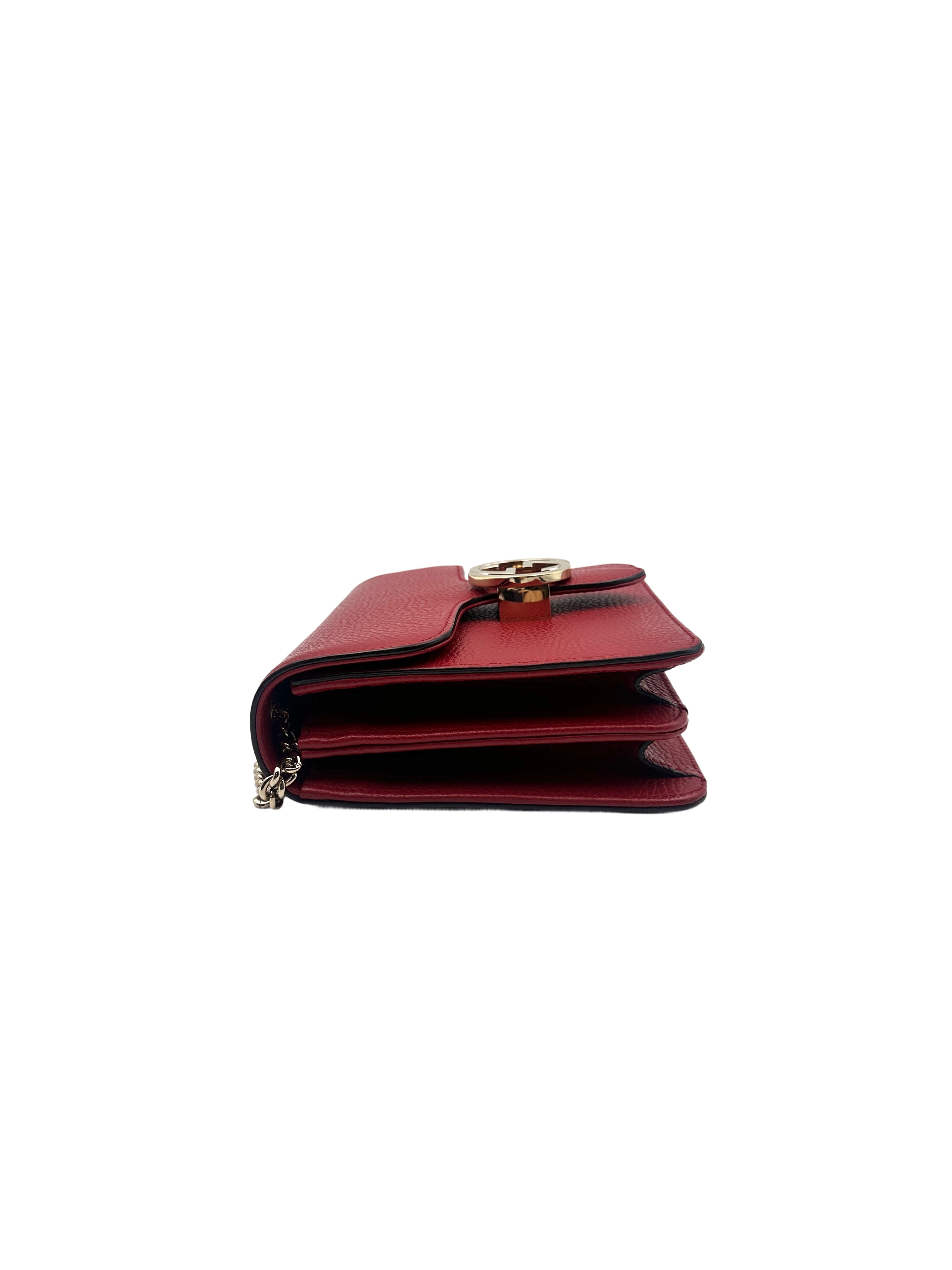 Gucci Leather Dollar Interlocking Grossbody bag Red GG506