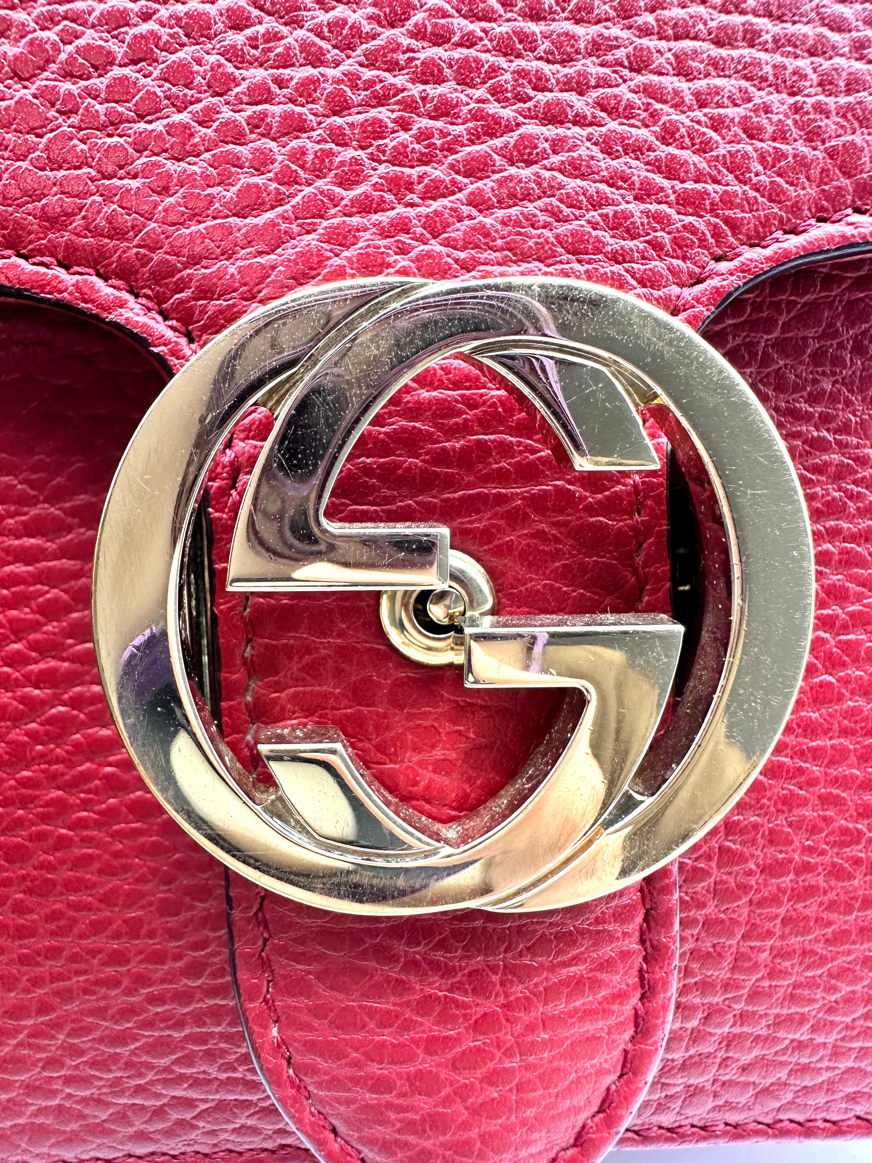 Gucci Leather Dollar Interlocking Grossbody bag Red GG506