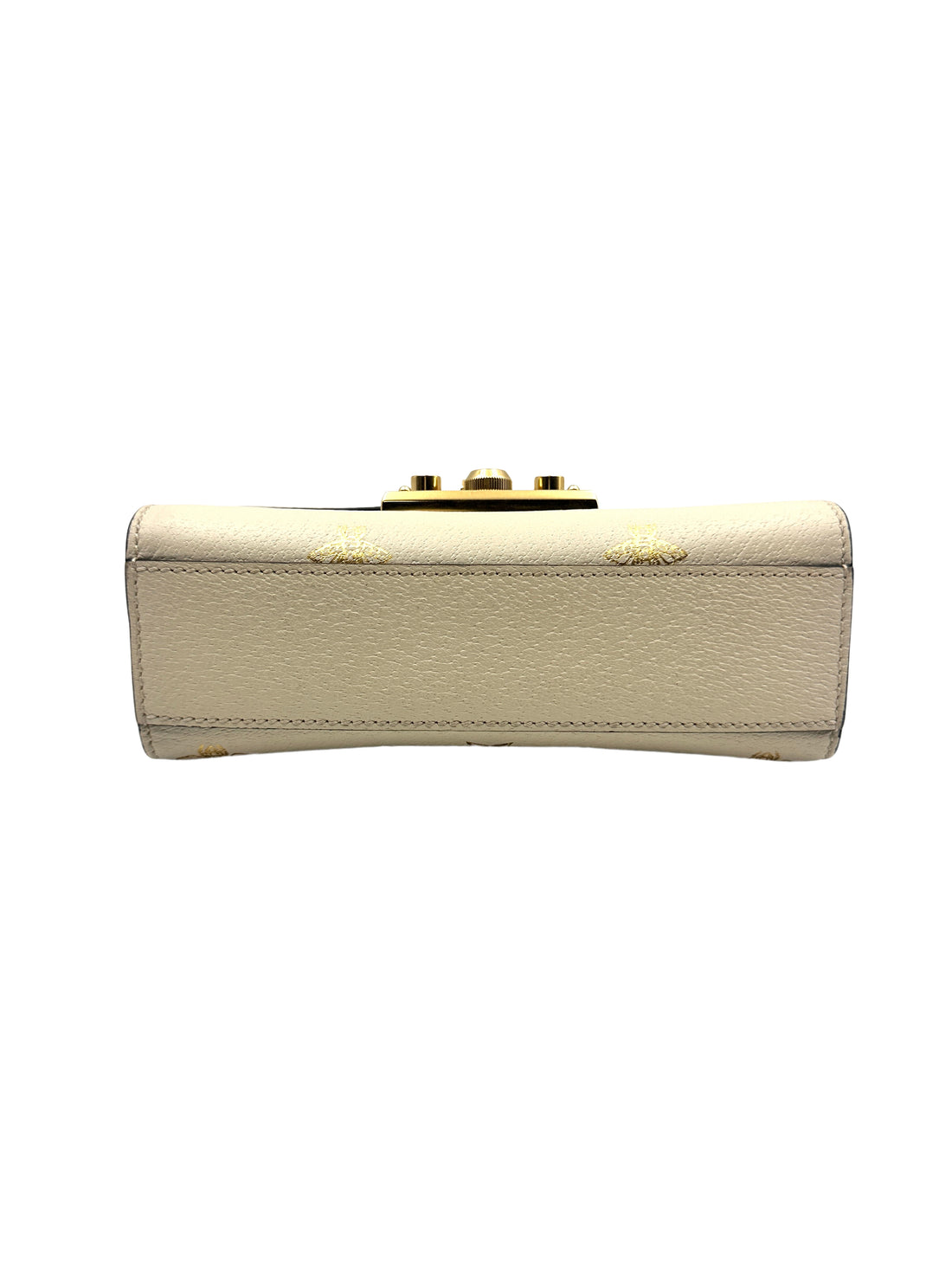 Gucci Grained Calfskin Bee Star Small Padlock Shoulder Bag White GG507