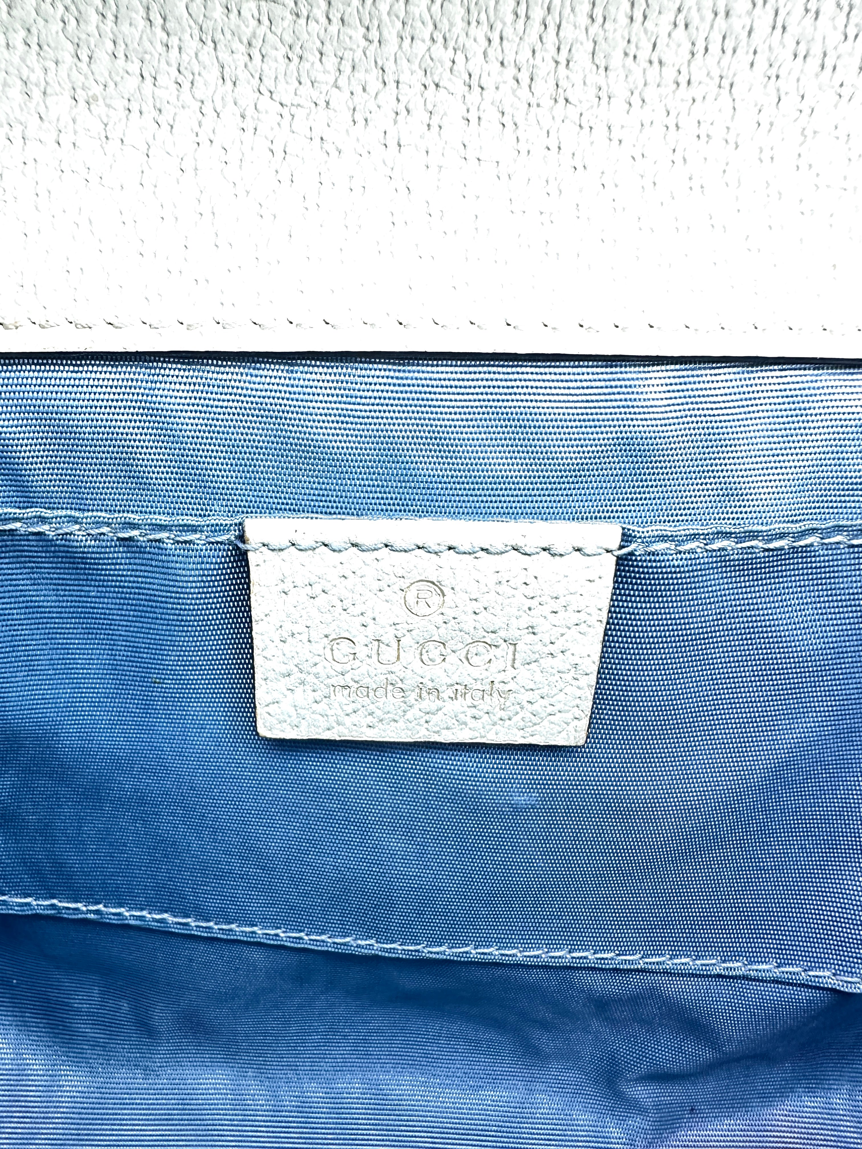 Gucci Grained Calfskin Bee Star Small Padlock Shoulder Bag White GG507