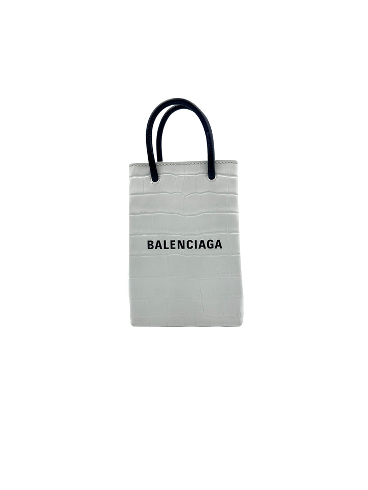 Balenciaga Leather Phone Bag Mini White BB45