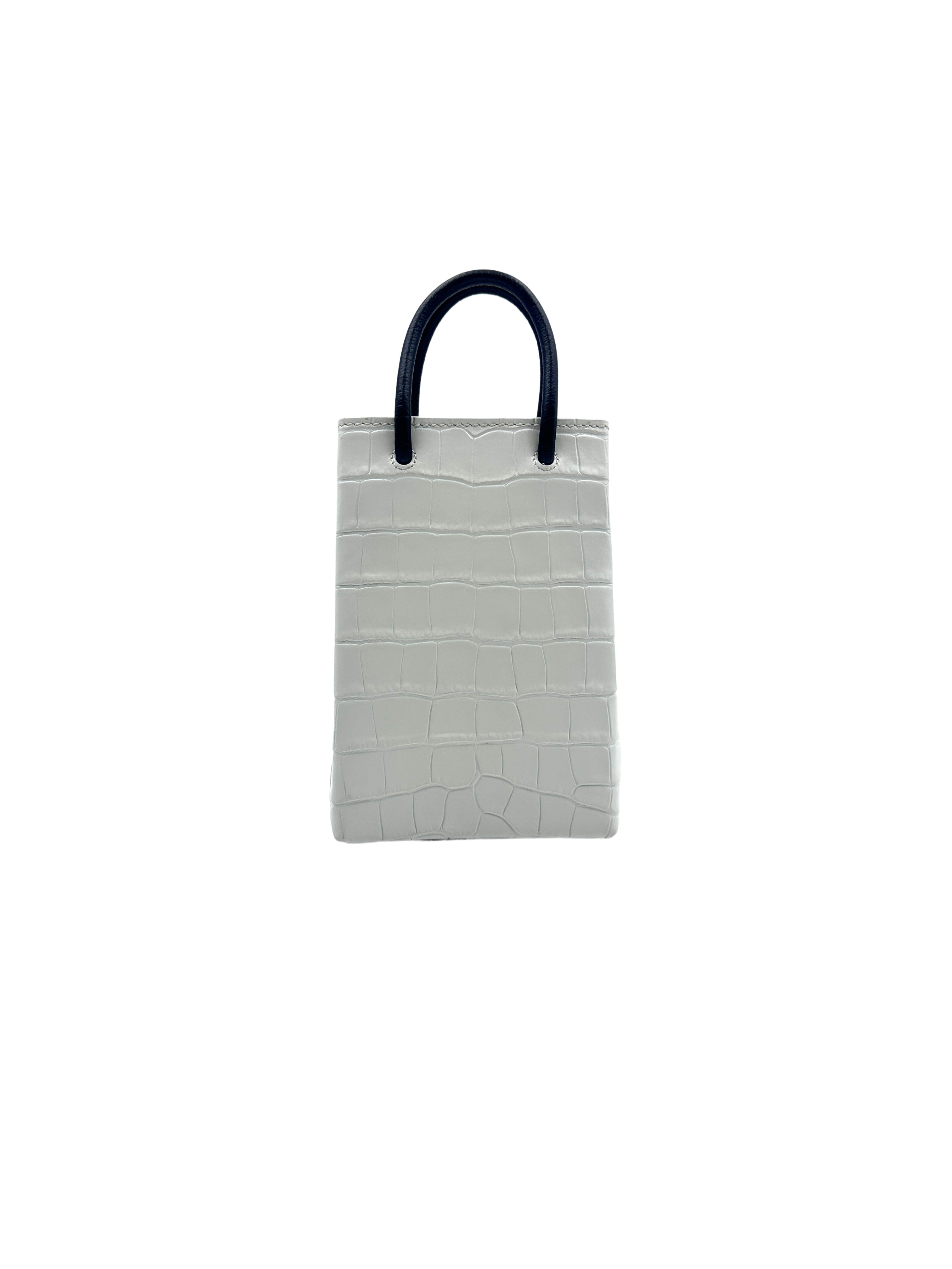 Balenciaga Leather Phone Bag Mini White BB45