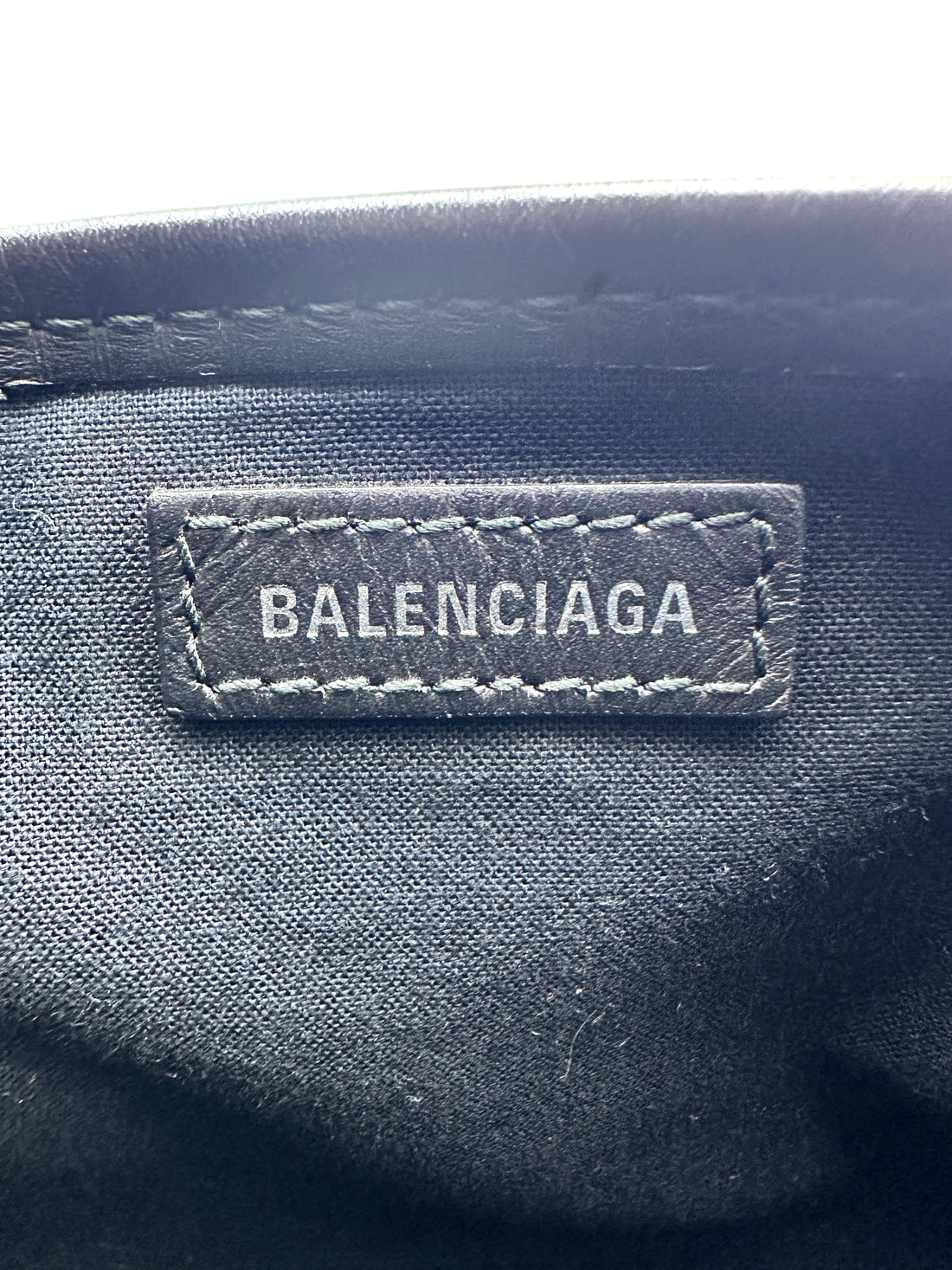 Balenciaga Calfskin Cotton Canvas Logo Print Navy Cabas XS Black/White BB46