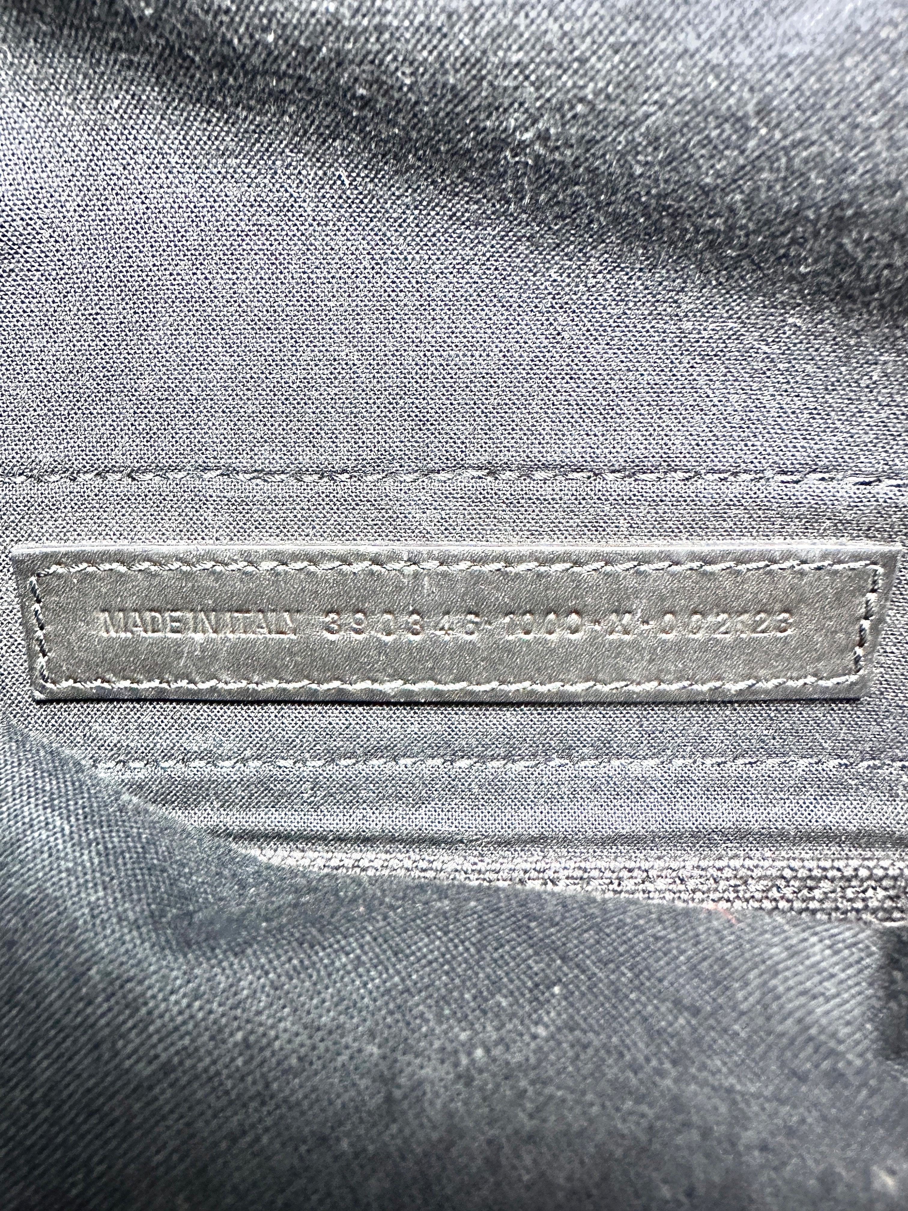 Balenciaga Calfskin Cotton Canvas Logo Print Navy Cabas XS Black/White BB46