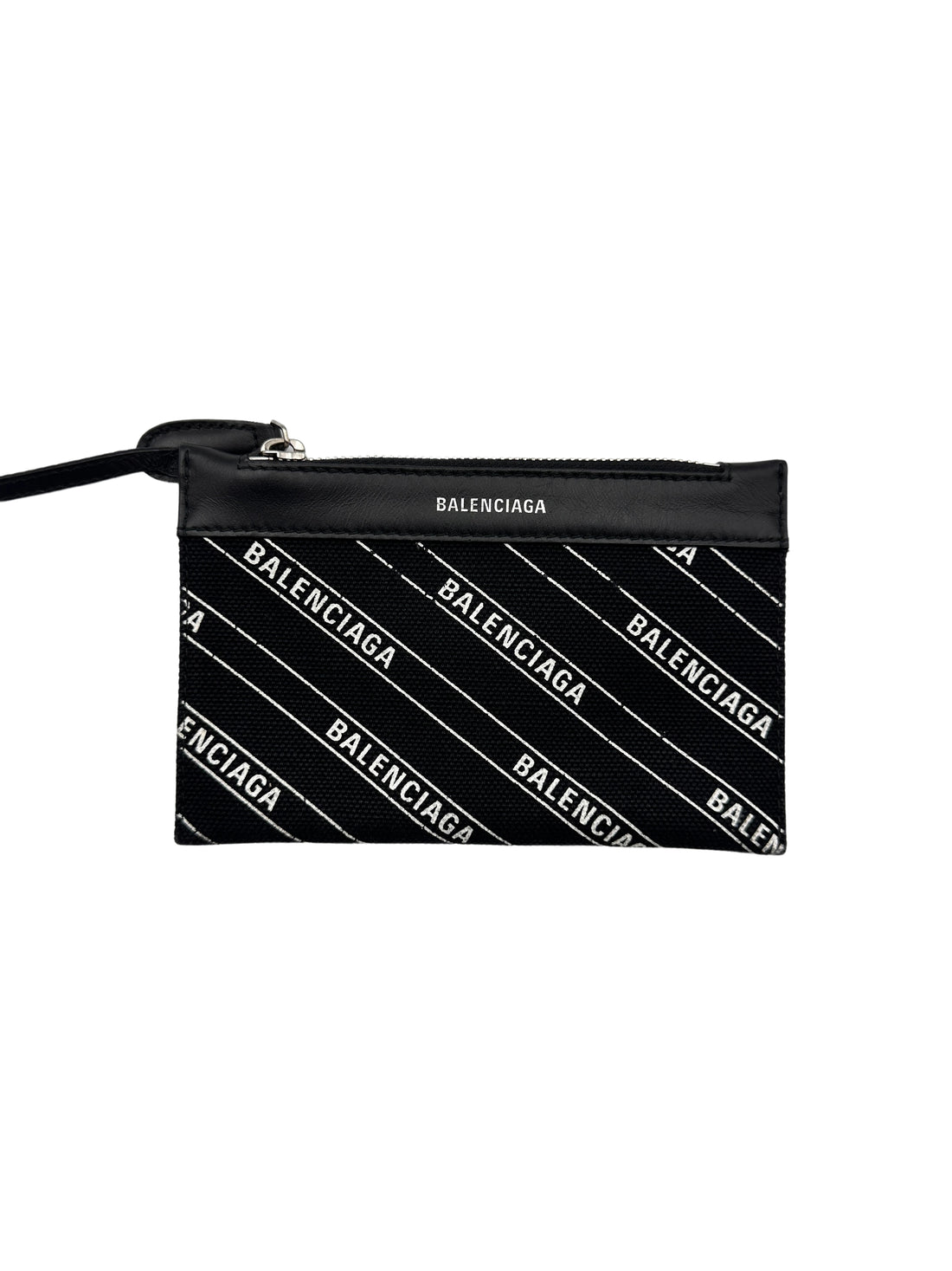 Balenciaga Calfskin Cotton Canvas Logo Print Navy Cabas XS Black/White BB46
