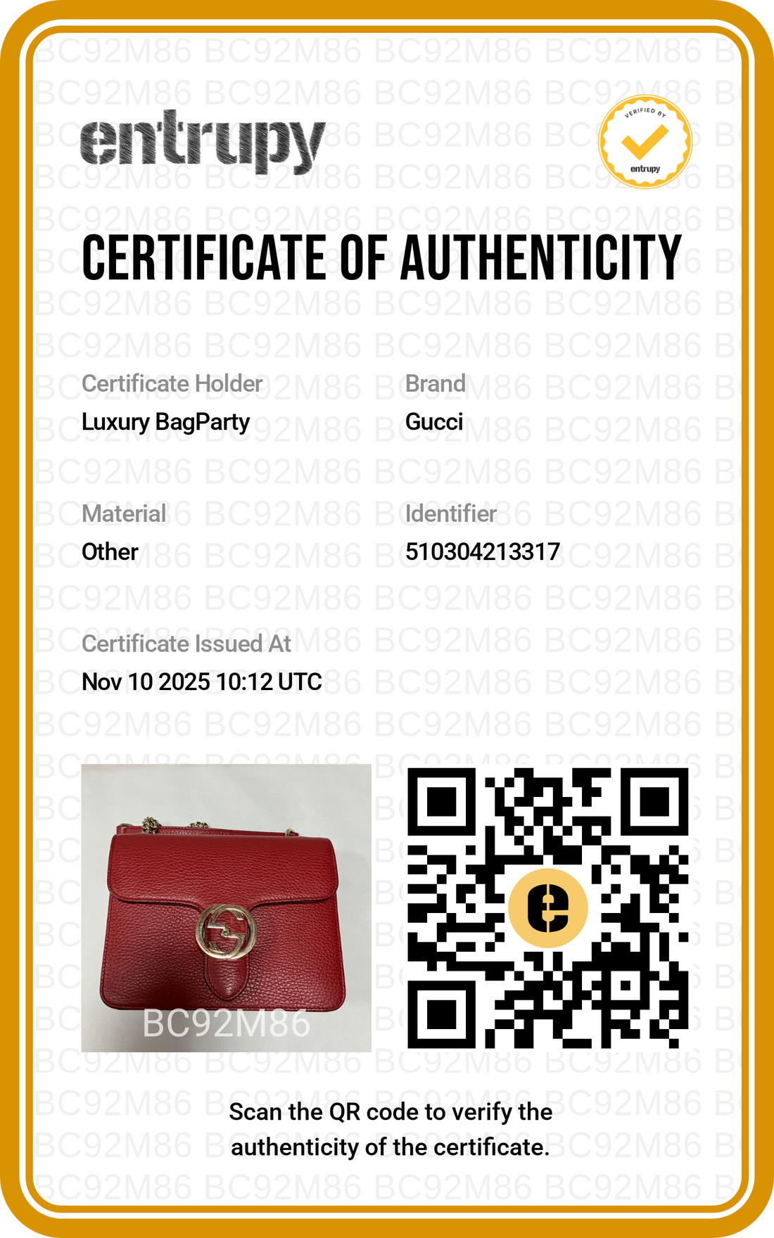 Gucci Leather Dollar Interlocking Grossbody bag Red GG506