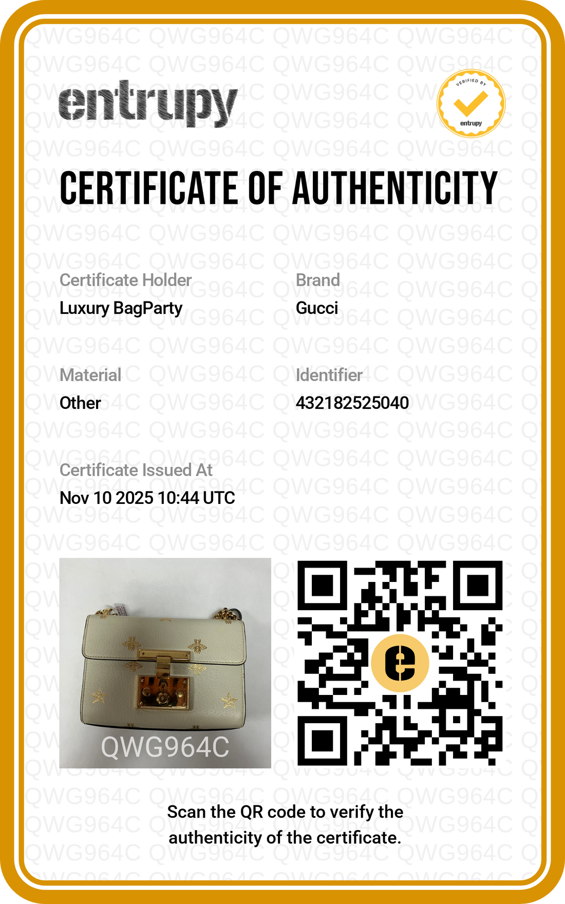 Gucci Grained Calfskin Bee Star Small Padlock Shoulder Bag White GG507
