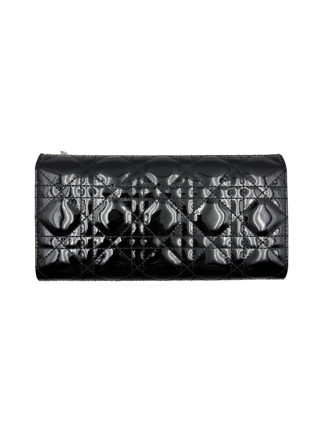 Christian Dior patent leather Lady Dior bifold wallet black DR297
