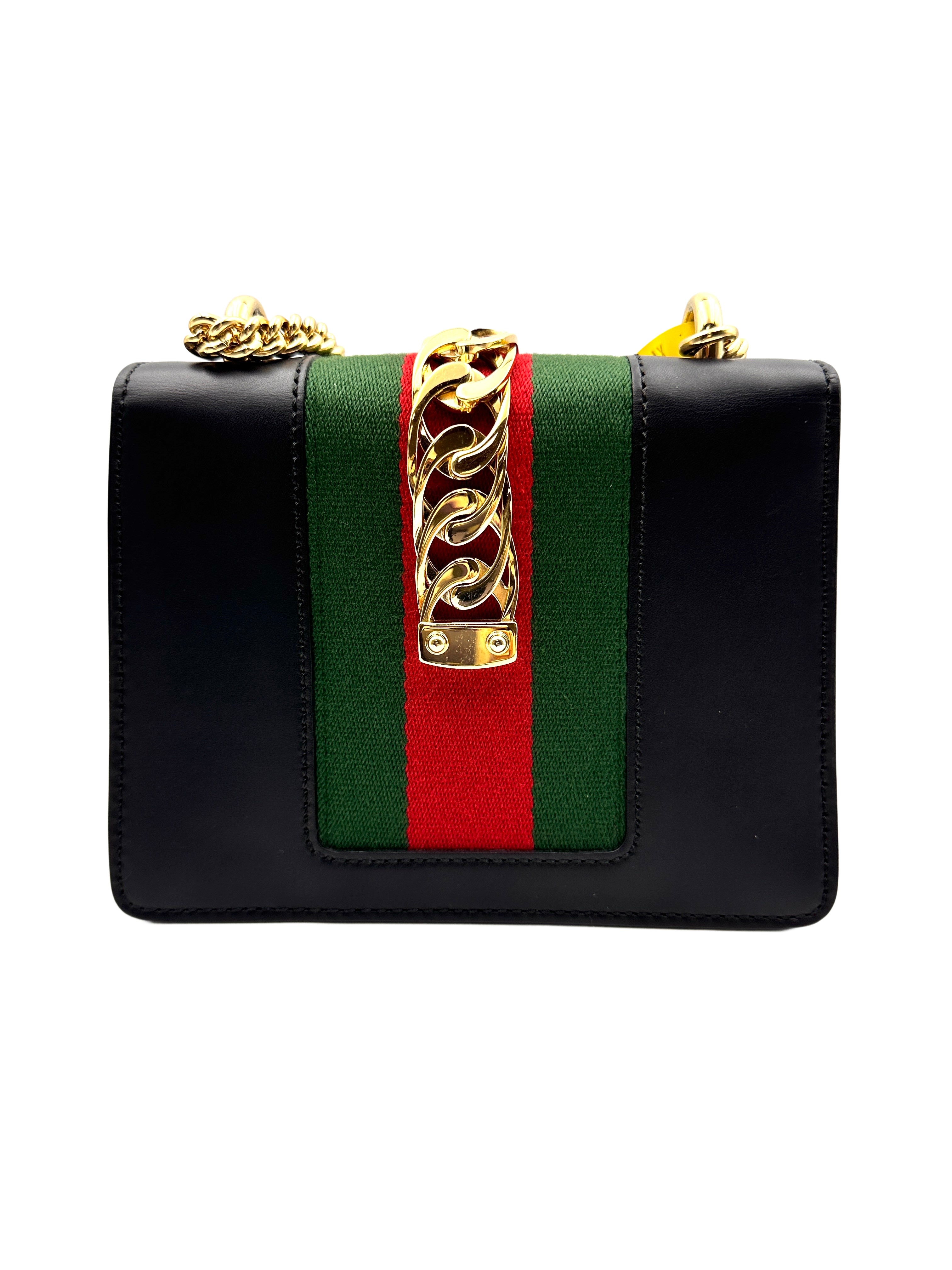 Gucci leather Sylvie mini top handle bag black GG478