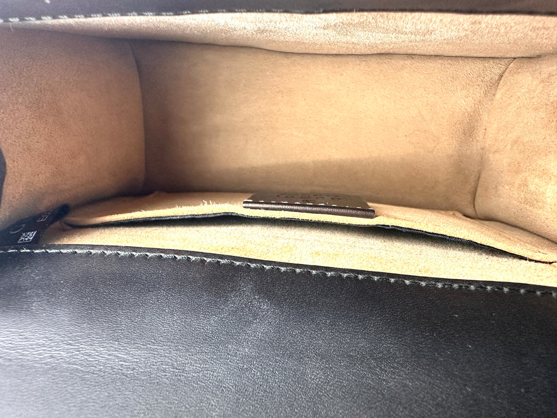 Gucci leather Sylvie mini top handle bag black GG478