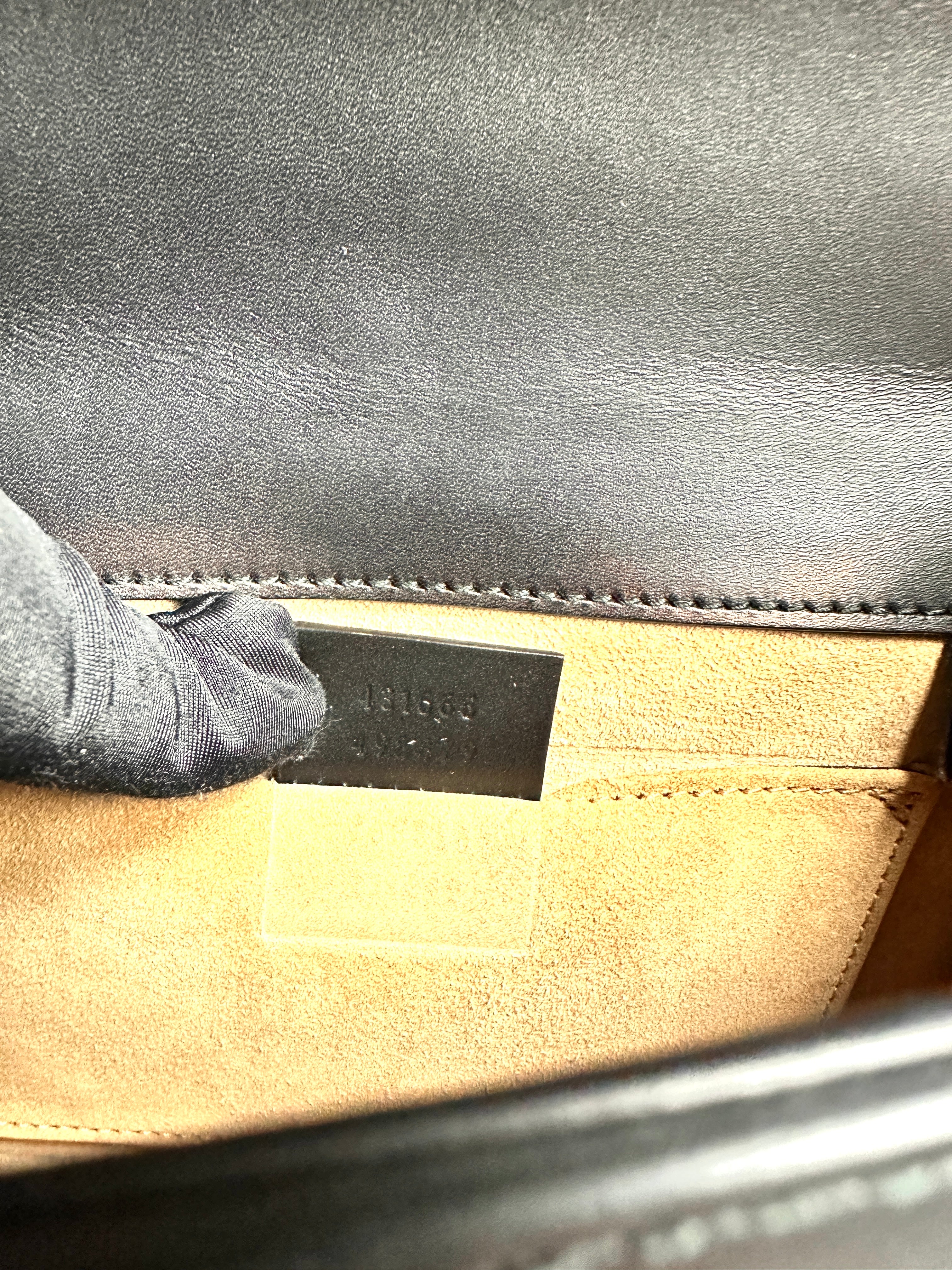 Gucci leather Sylvie mini top handle bag black GG478