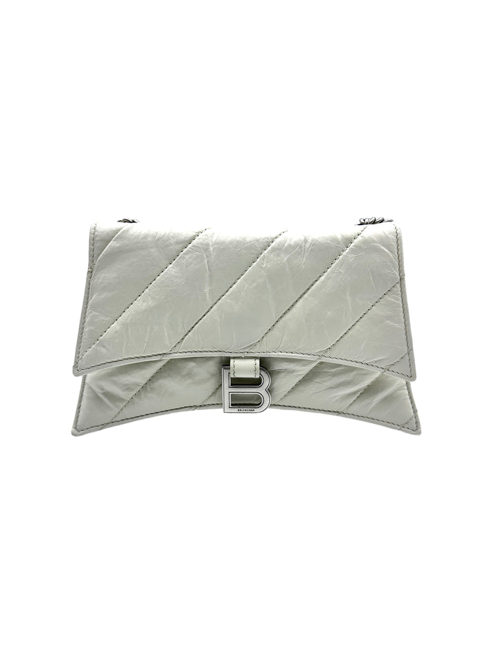 Balenciaga Quilted leather Crush Hourglass Shoulder Bag White BB44