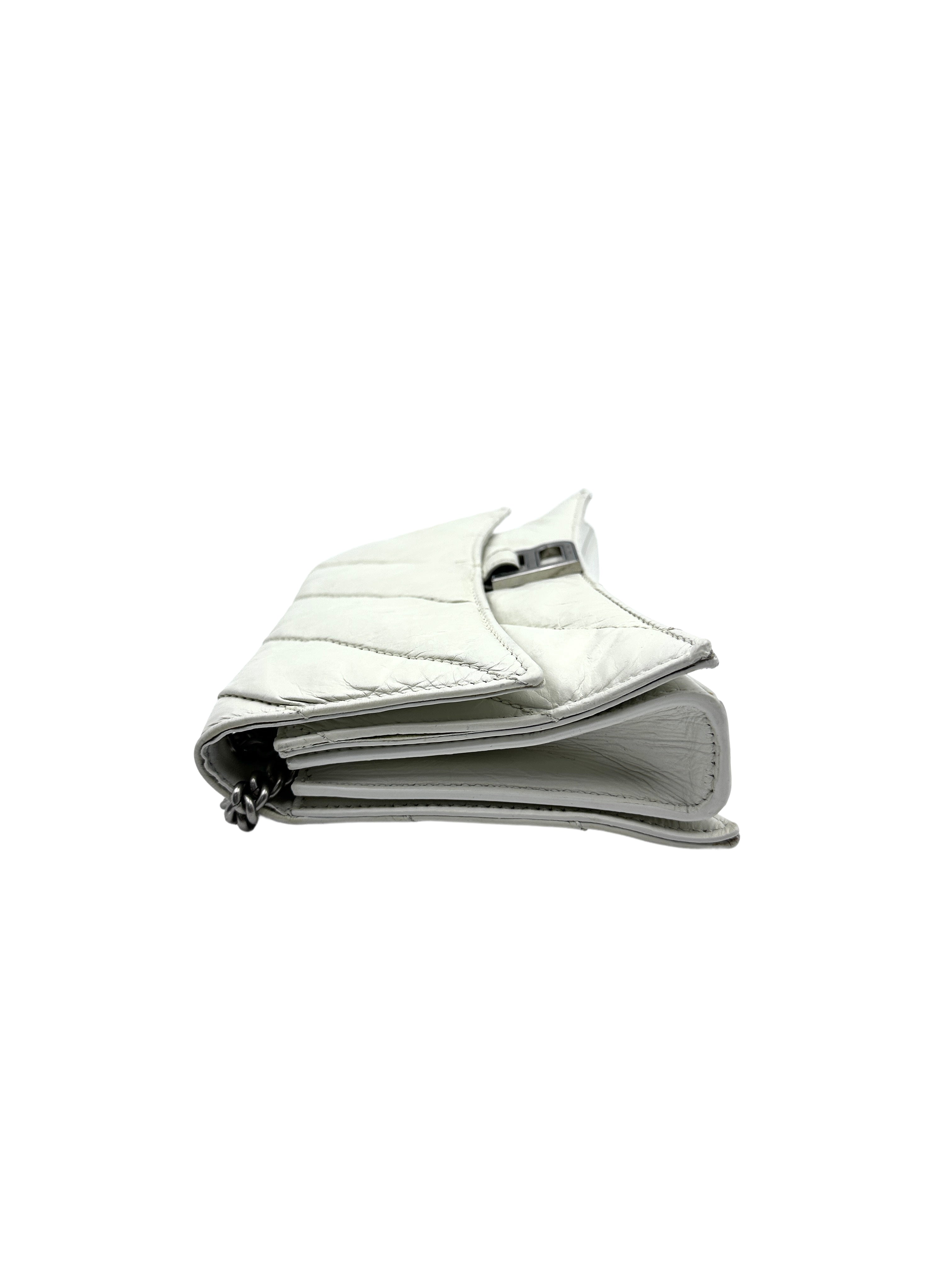 Balenciaga Quilted leather Crush Hourglass Shoulder Bag White BB44