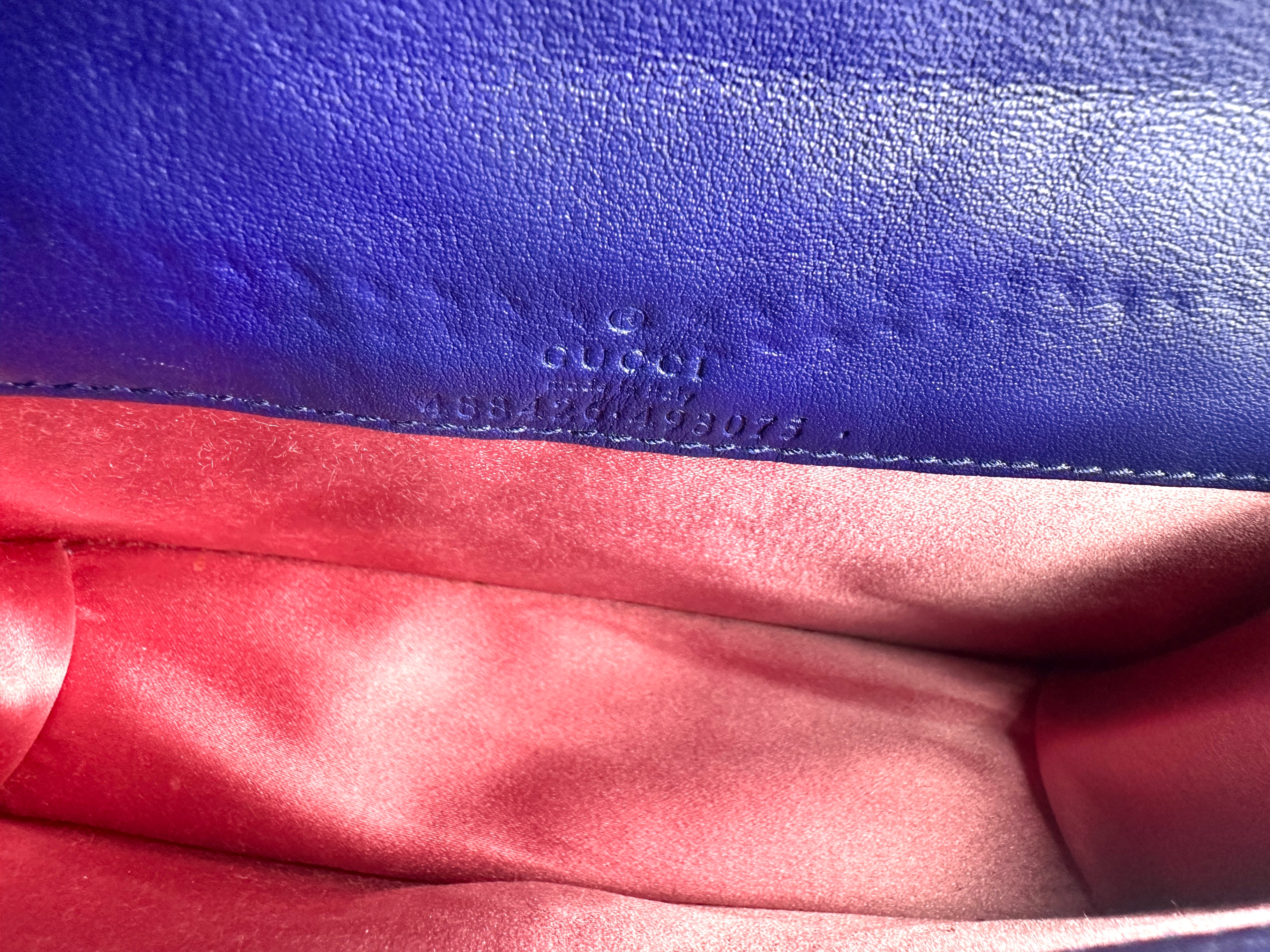 Gucci GG Velet Marmont Wallet on Chain Blue GG510