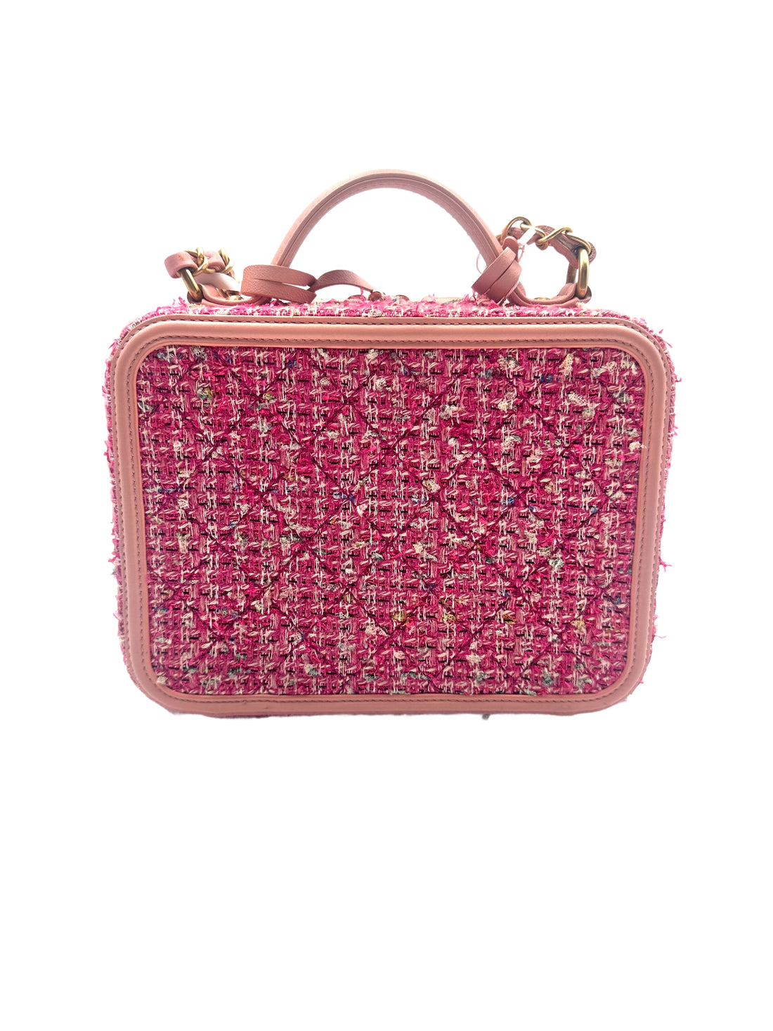 Chanel Tweed and Leather Flligree Vanity Bag Medium Pink (27***75) CC774