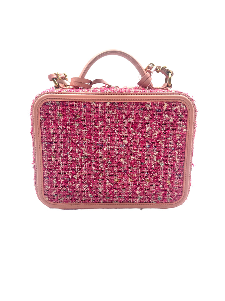 Chanel Tweed and Leather Flligree Vanity Bag Medium Pink (27***75) CC774