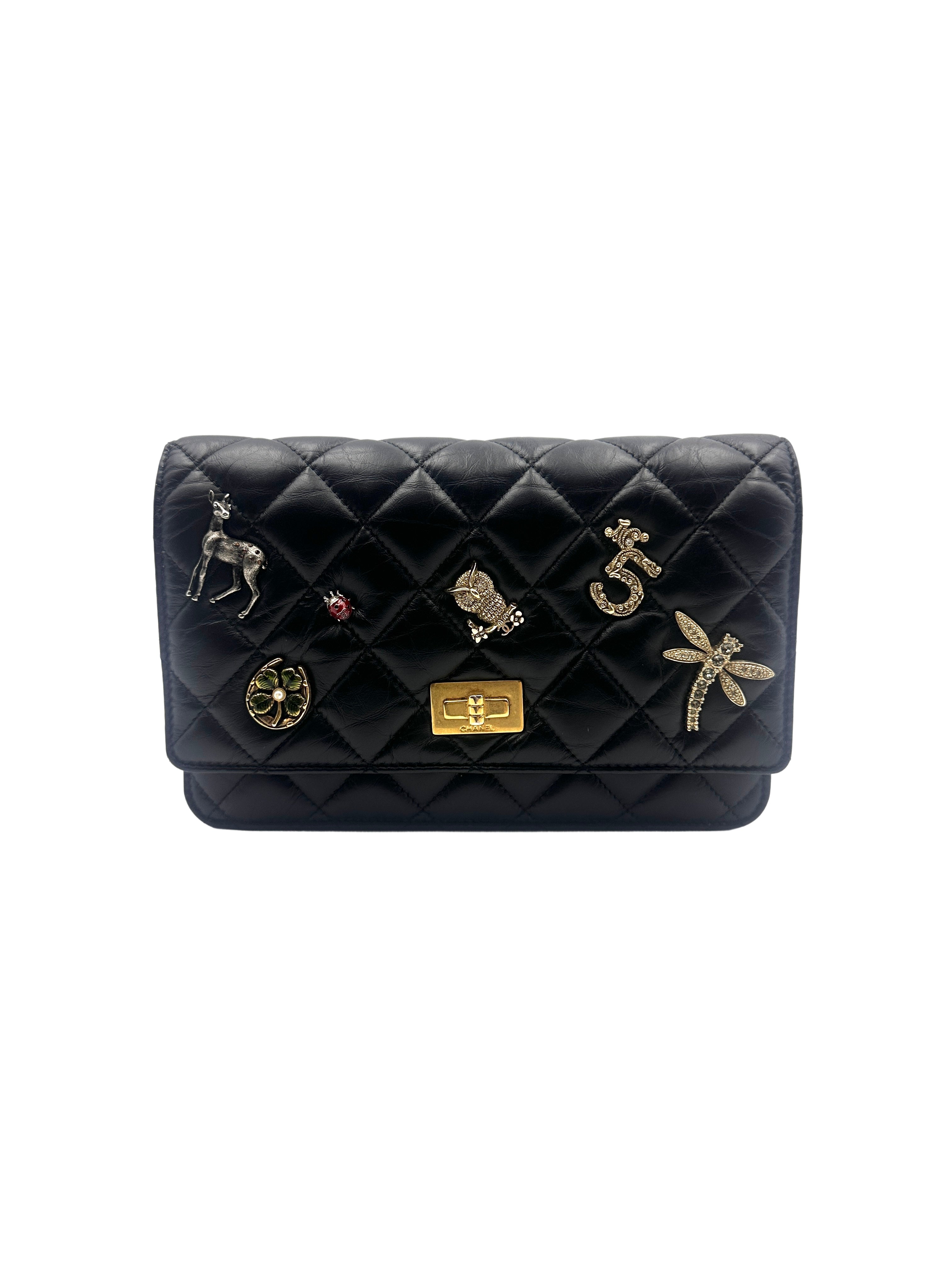 Chanel Quilted Lucky Charm Wallet on Chain Black (24***28) CC779