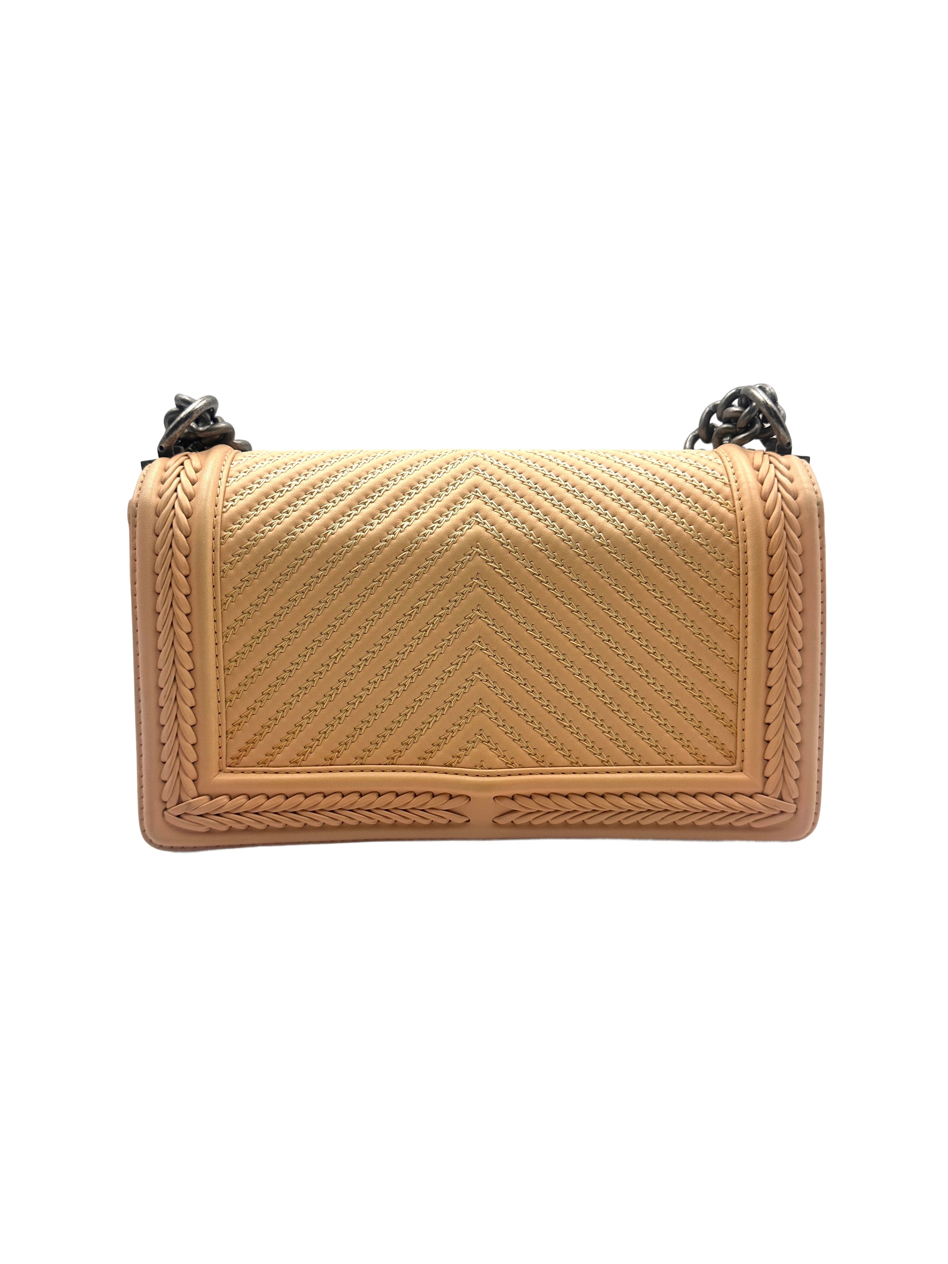 Chanel Chevron Calfskin Boy Flap Bag Beige( (23***40) CC781