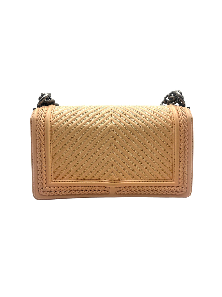 Chanel Chevron Calfskin Boy Flap Bag Beige( (23***40) CC781