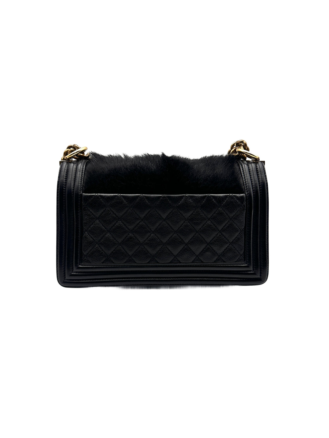 Chanel Rabbit Fur Medium Boy Black (21***60) CC775