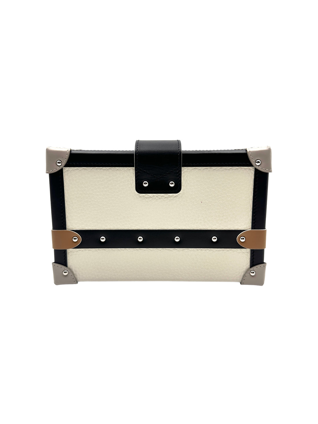 Louis Vuitton Leather Petite Malle Trunk Crossbody Box Bag Black/White LV1305