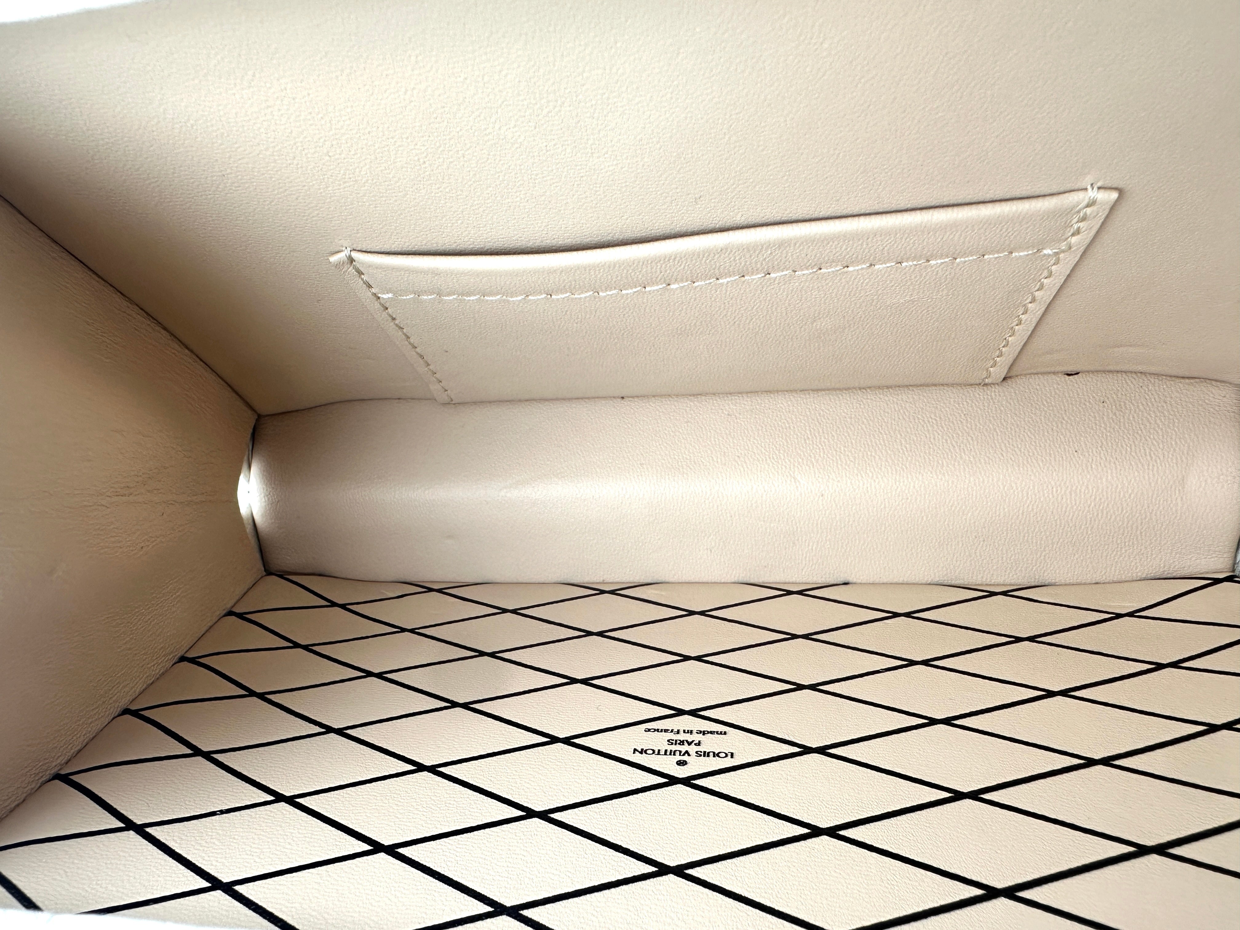 Louis Vuitton Leather Petite Malle Trunk Crossbody Box Bag Black/White LV1305