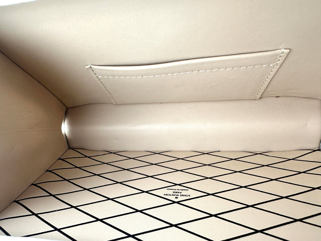Louis Vuitton Leather Petite Malle Trunk Crossbody Box Bag Black/White LV1305