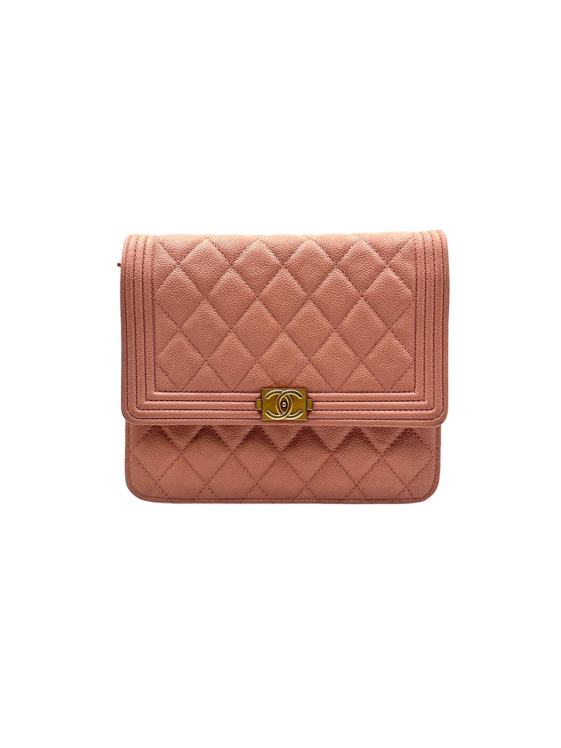 Chanel caviar leather Boy Wallet On Chain pink (25***79) CC811