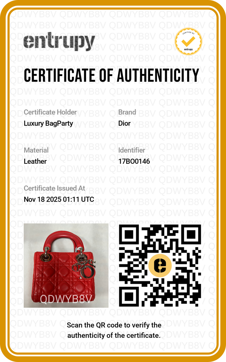 DR417 Dior Lambskin Leather Lady Dior Bag Small Red DR417