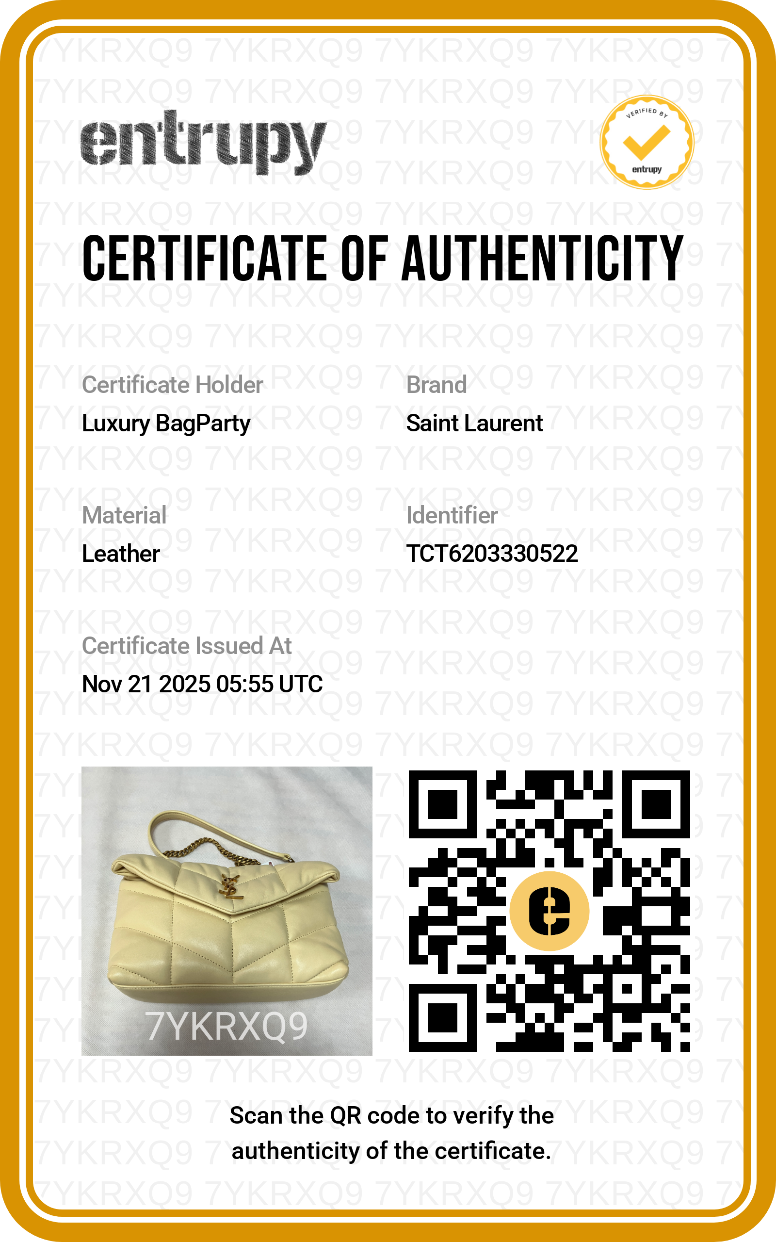 Saint Laurent Loulou Puffer Bag Yellow SL136